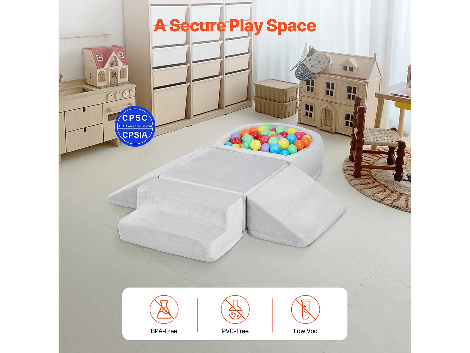 Jouet d'Escalade, SucceBuy Ensemble de 5 Blocs d'Escalade en Mousse avec Piscine à Balles pour Tout-Petits