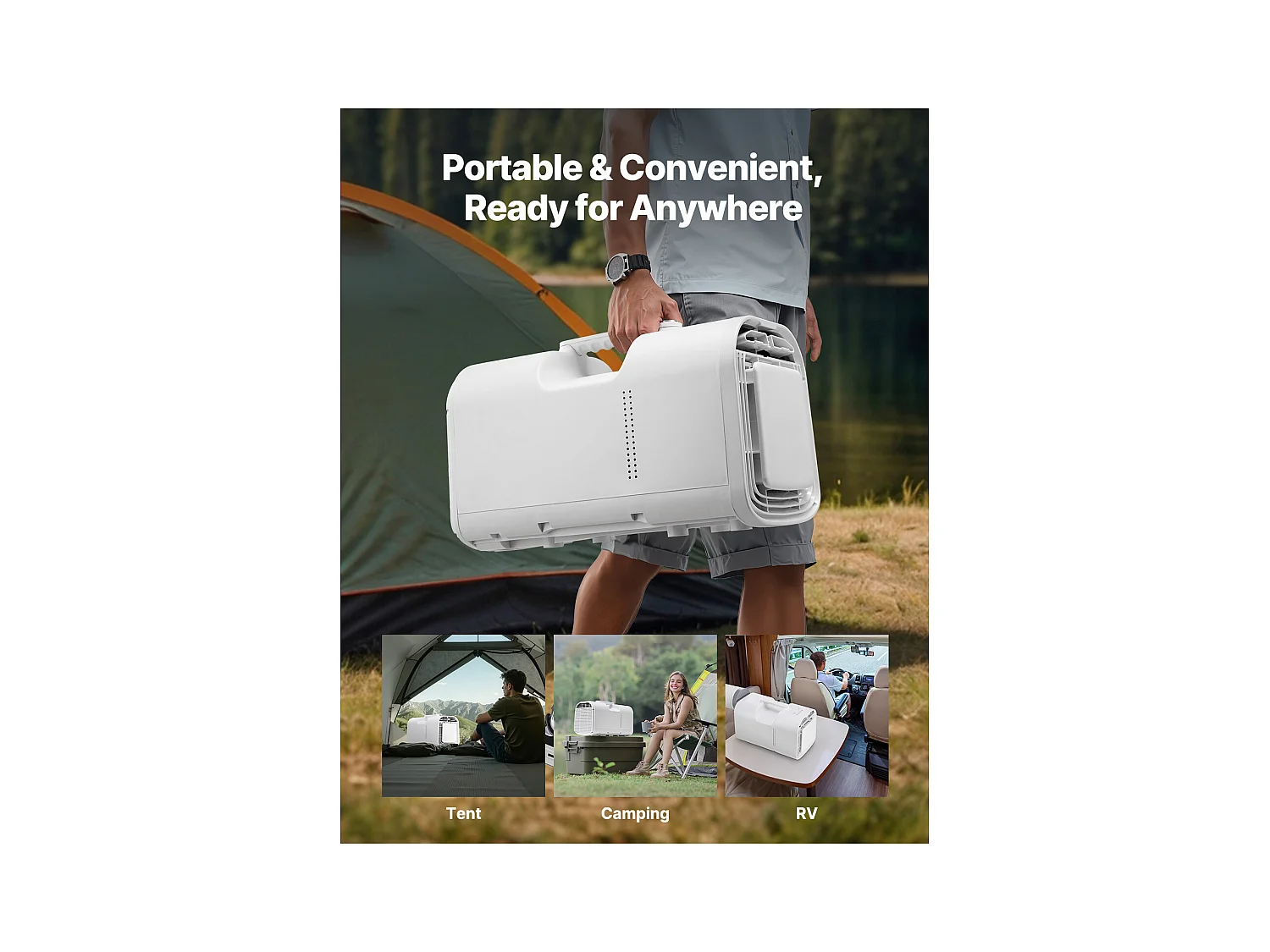 Refroidisseur d'Air Portable SucceBuy Climatiseur Mobile Refroidisseur d'Air 3 Niveaux 1,25 kW·h pour Camping-Cars