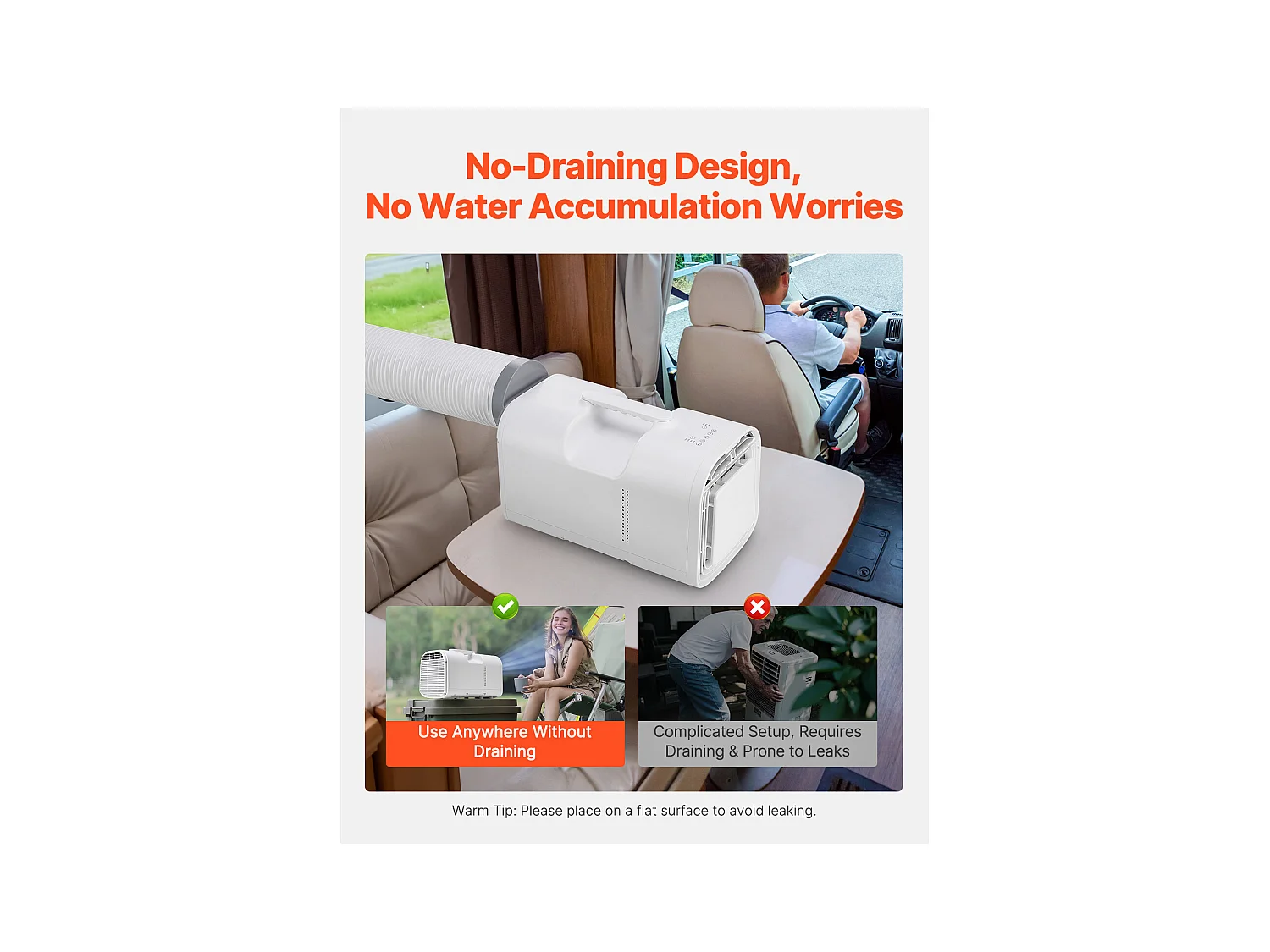 Refroidisseur d'Air Portable SucceBuy Climatiseur Mobile Refroidisseur d'Air 3 Niveaux 1,25 kW·h pour Camping-Cars