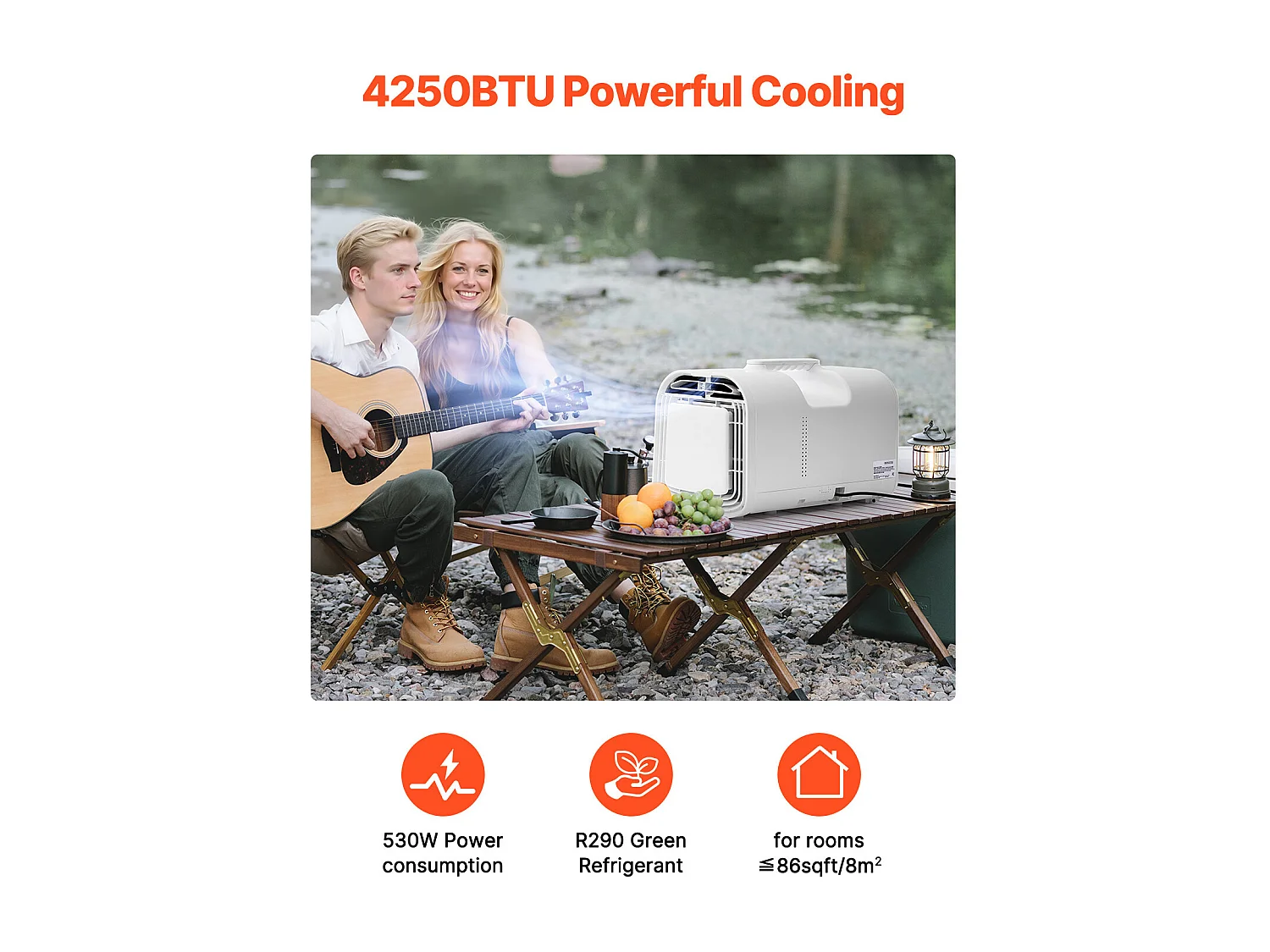 Tragbarer Luftkühler SucceBuy 1,25 kWh 3-Stufige Mobile Klimaanlage für Wohnmobile