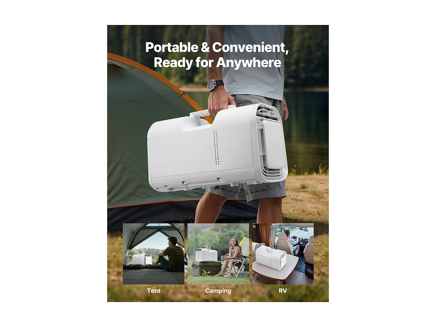 Tragbarer Luftkühler SucceBuy 1,25 kWh 3-Stufige Mobile Klimaanlage für Wohnmobile