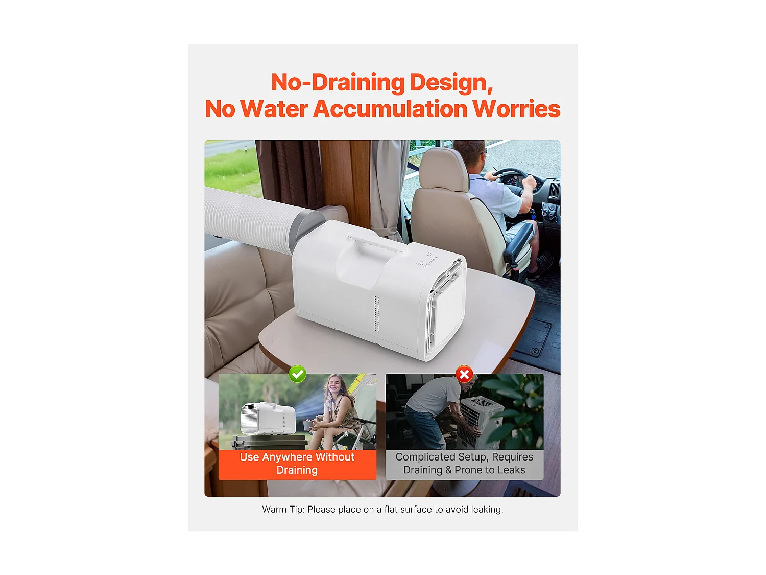 Tragbarer Luftkühler SucceBuy 1,25 kWh 3-Stufige Mobile Klimaanlage für Wohnmobile