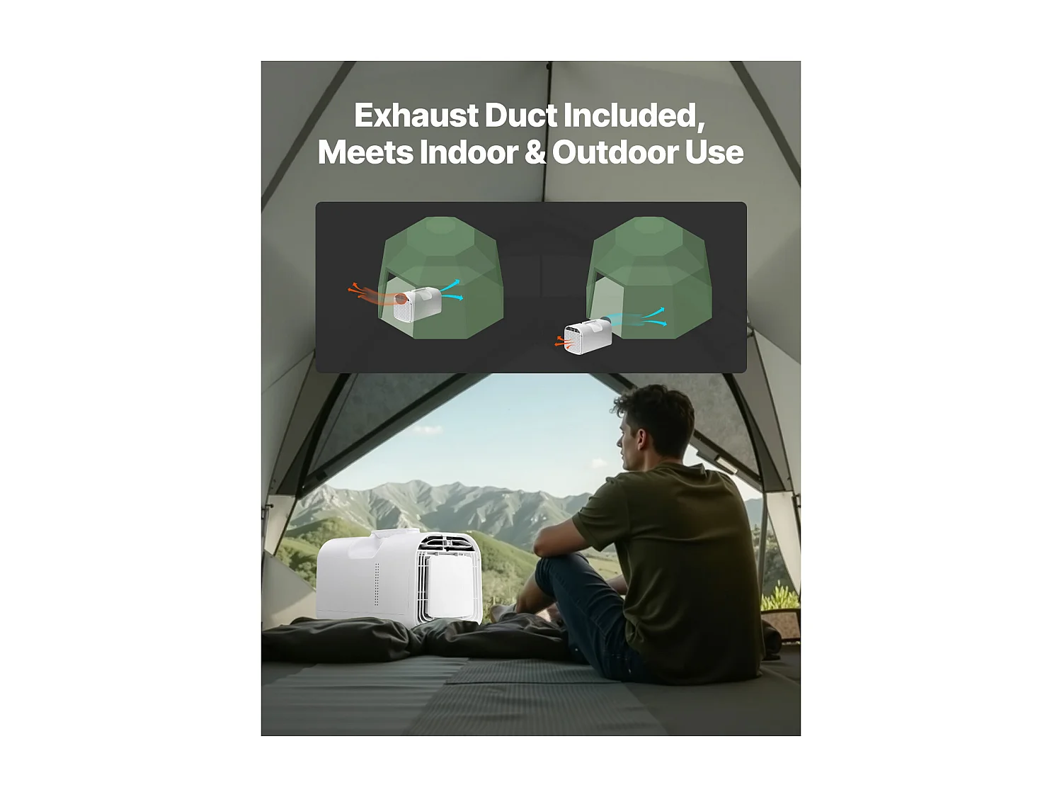 Tragbarer Luftkühler SucceBuy 1,25 kWh 3-Stufige Mobile Klimaanlage für Wohnmobile