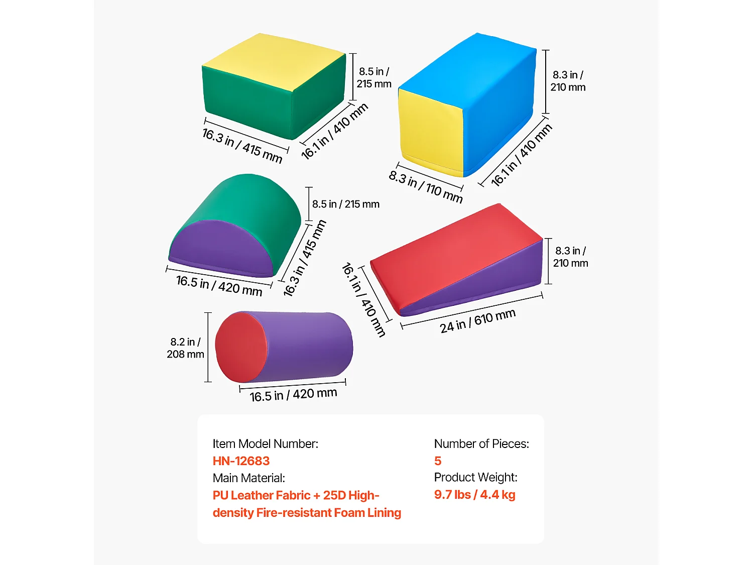Jouet d'Escalade, SucceBuy Blocs d'Escalade en Mousse 5 Pièces pour Tout-Petits et Enfants d'Âge Préscolaire