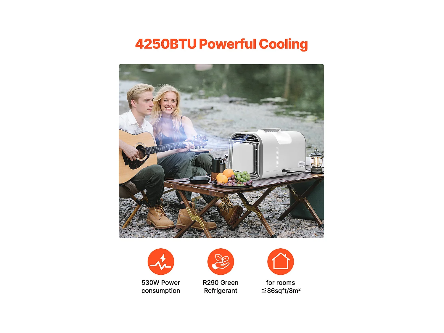 Refroidisseur d'Air Portable SucceBuy Climatiseur Portable 4 250 BTU AC/DC pour Camping, Dimensions : 510 x 270 x 315 mm