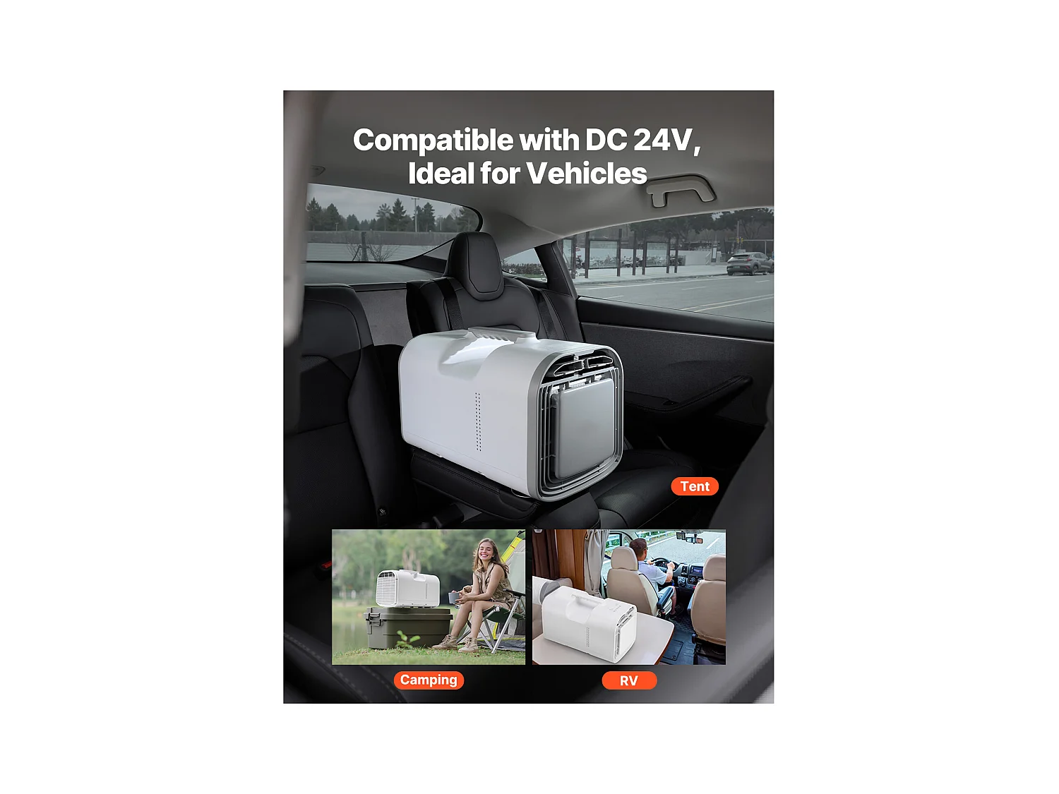 Refroidisseur d'Air Portable SucceBuy Climatiseur Portable 4 250 BTU AC/DC pour Camping, Dimensions : 510 x 270 x 315 mm