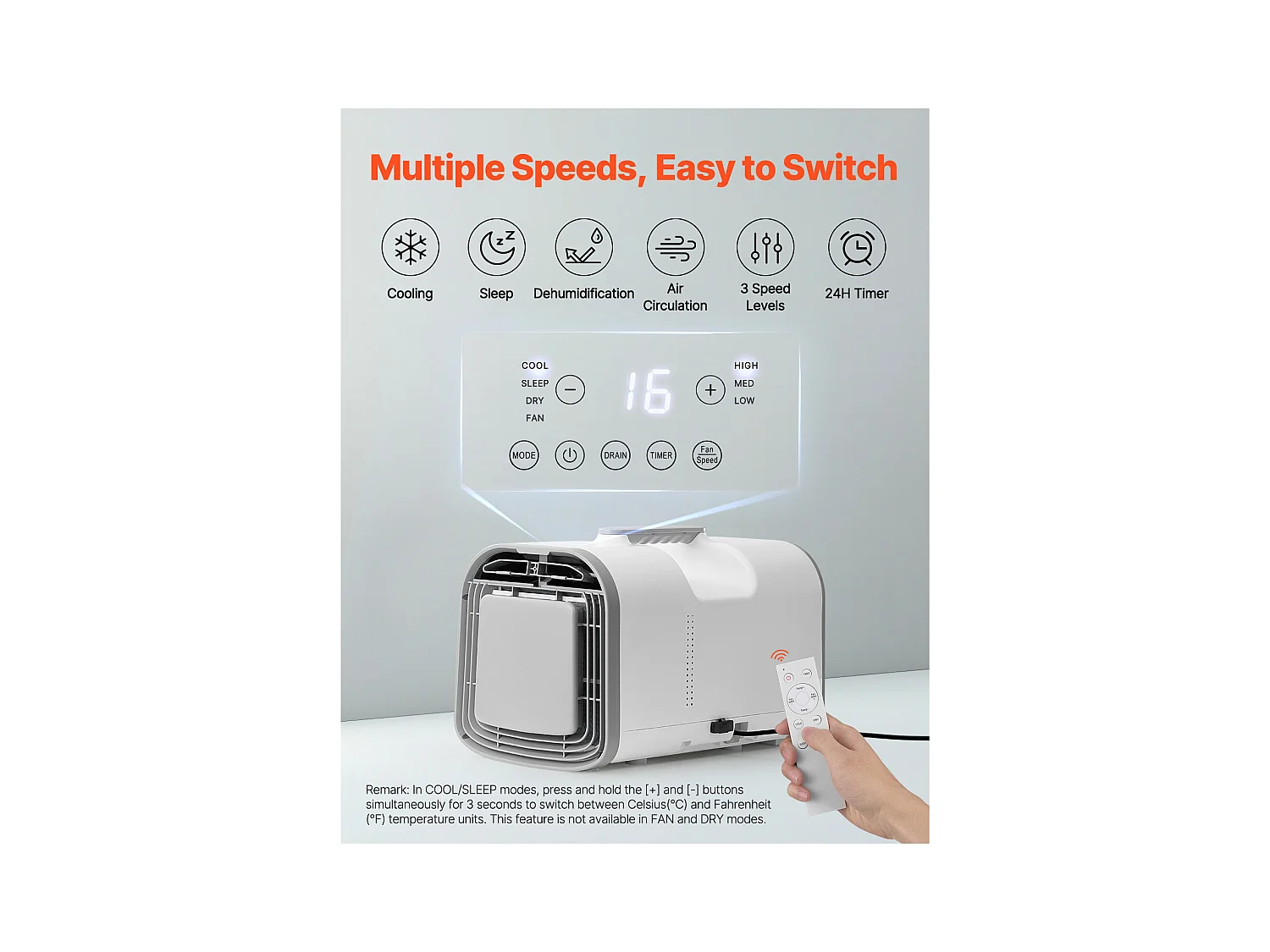 Refroidisseur d'Air Portable SucceBuy Climatiseur Portable 4 250 BTU AC/DC pour Camping, Dimensions : 510 x 270 x 315 mm