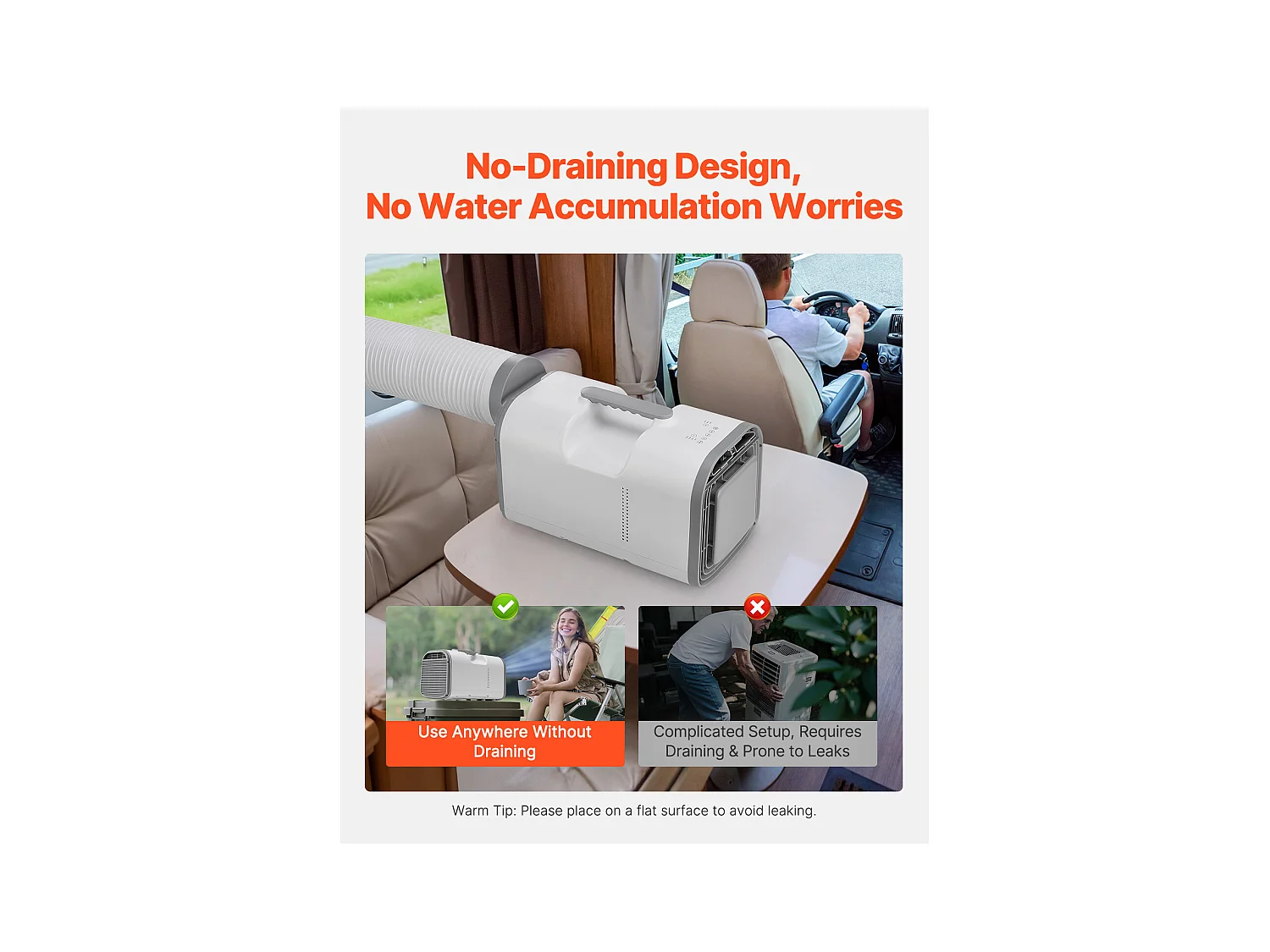 Refroidisseur d'Air Portable SucceBuy Climatiseur Portable 4 250 BTU AC/DC pour Camping, Dimensions : 510 x 270 x 315 mm