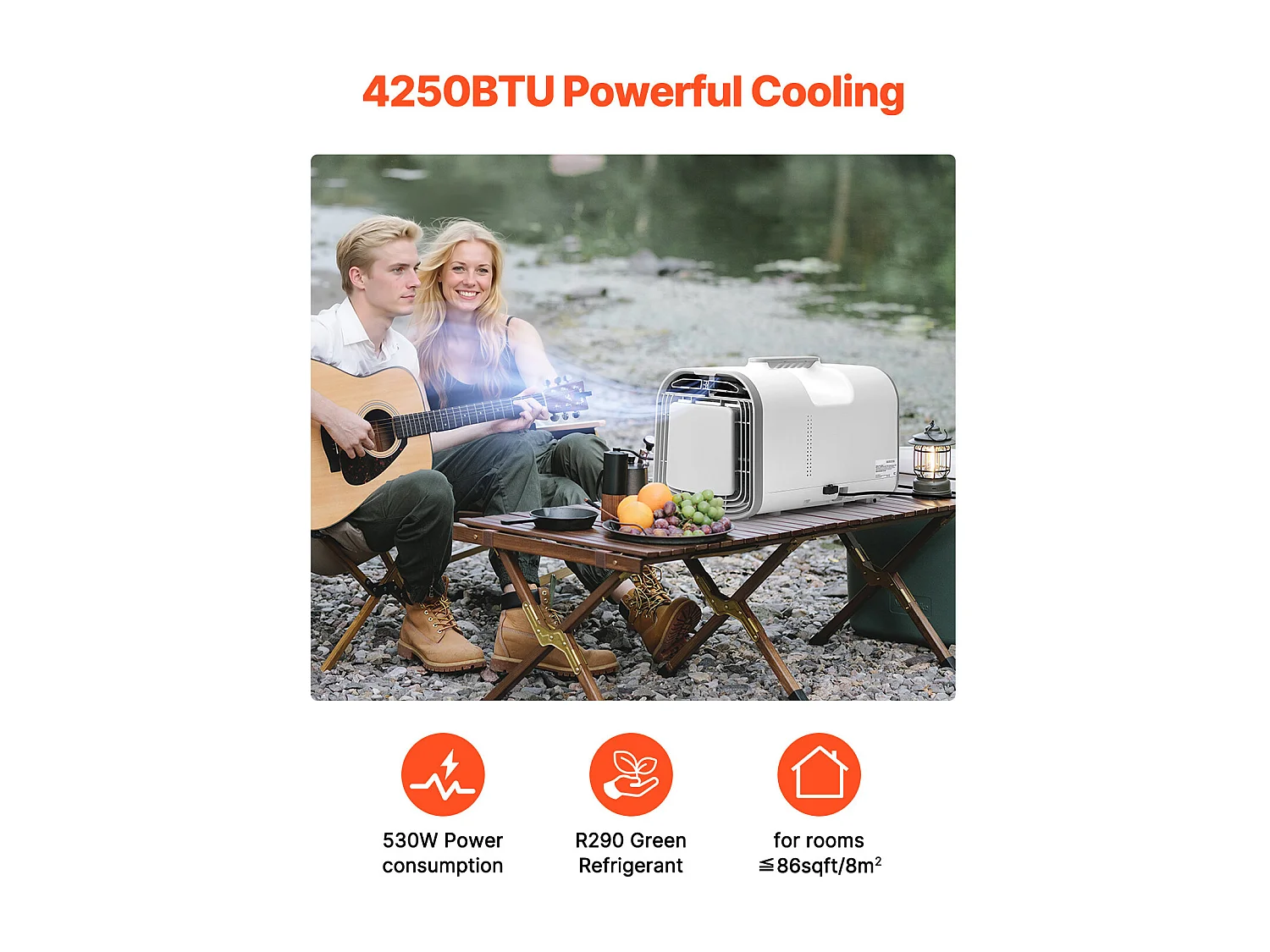 Refroidisseur d'Air Portable SucceBuy Climatiseur Portable 4 250 BTU AC/DC pour Camping, Dimensions : 510 x 270 x 315 mm