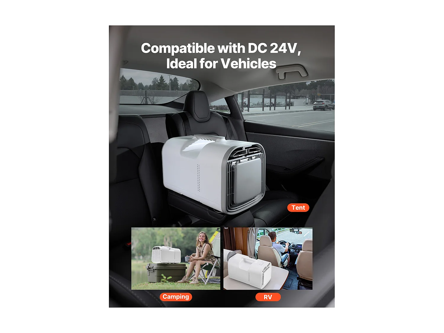 Refroidisseur d'Air Portable SucceBuy Climatiseur Portable 4 250 BTU AC/DC pour Camping, Dimensions : 510 x 270 x 315 mm