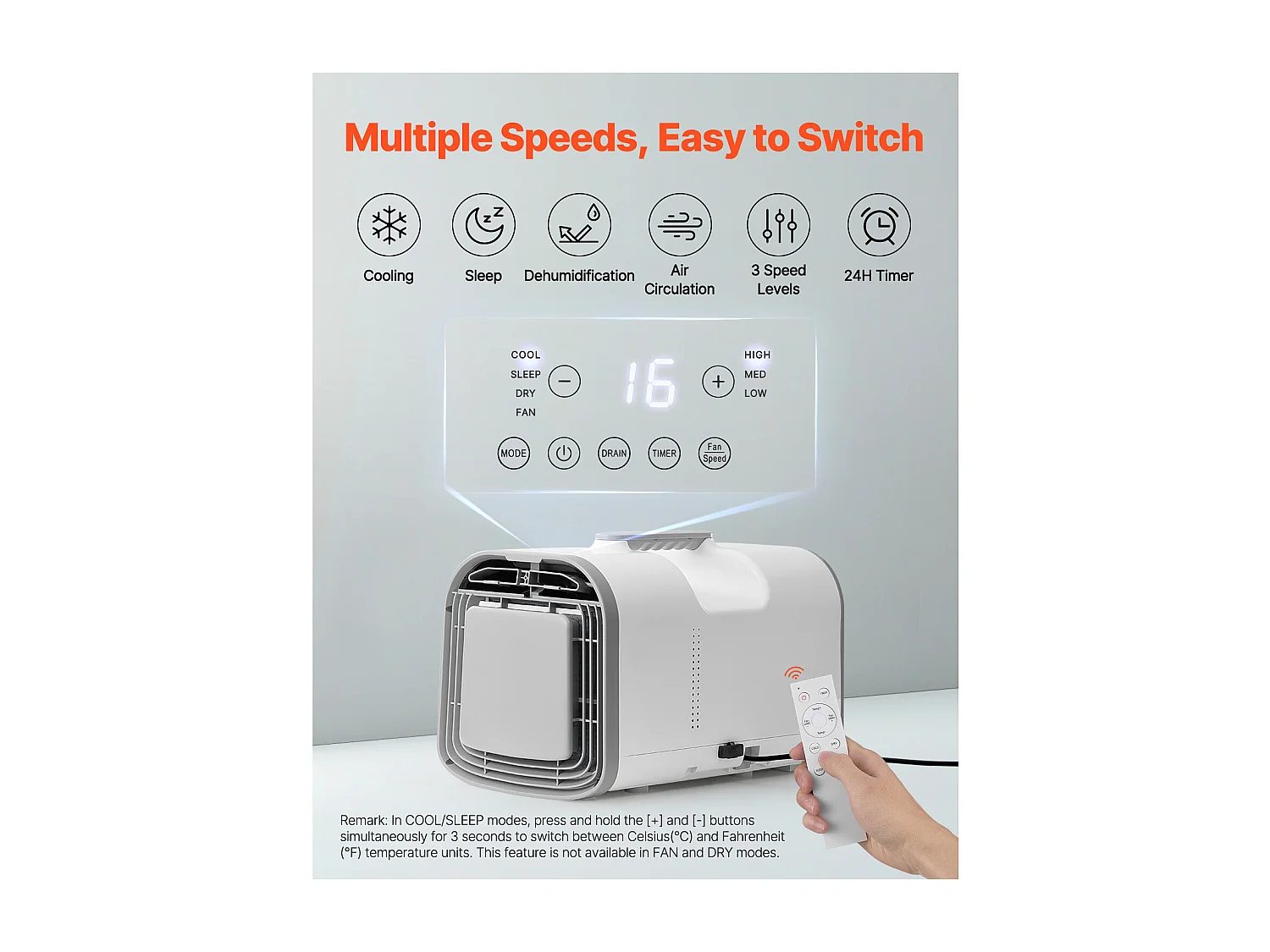 Refroidisseur d'Air Portable SucceBuy Climatiseur Portable 4 250 BTU AC/DC pour Camping, Dimensions : 510 x 270 x 315 mm