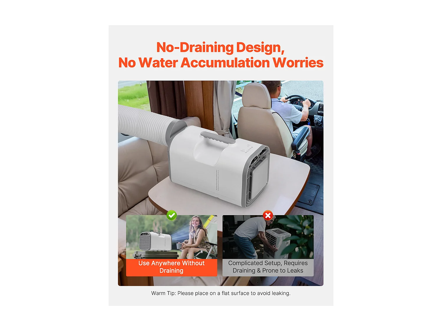 Refroidisseur d'Air Portable SucceBuy Climatiseur Portable 4 250 BTU AC/DC pour Camping, Dimensions : 510 x 270 x 315 mm