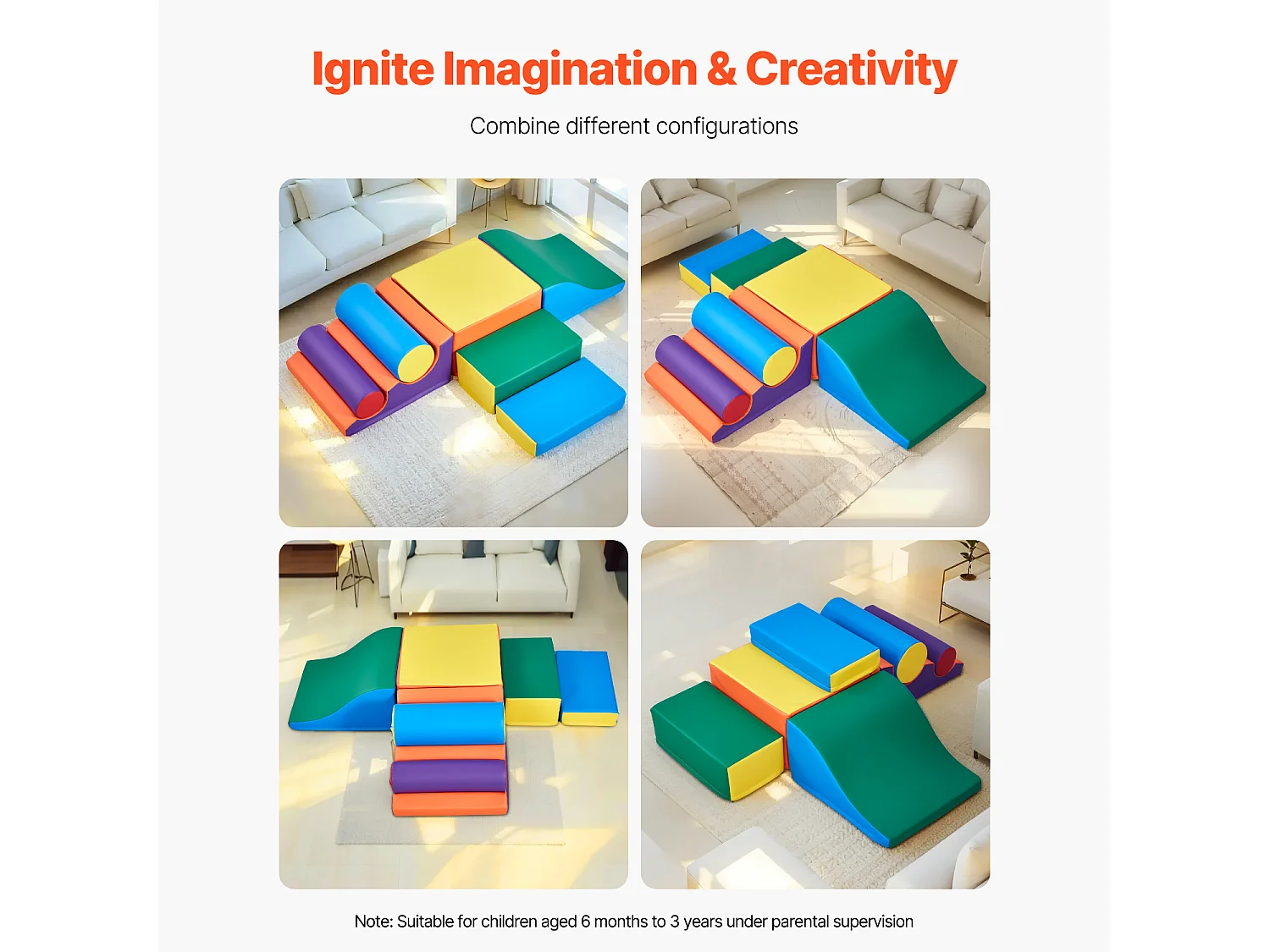 Juguete de Escalada SucceBuy de 7 Piezas de Espuma para Niños Pequeños y Preescolares, Juego de Actividades para Interiores