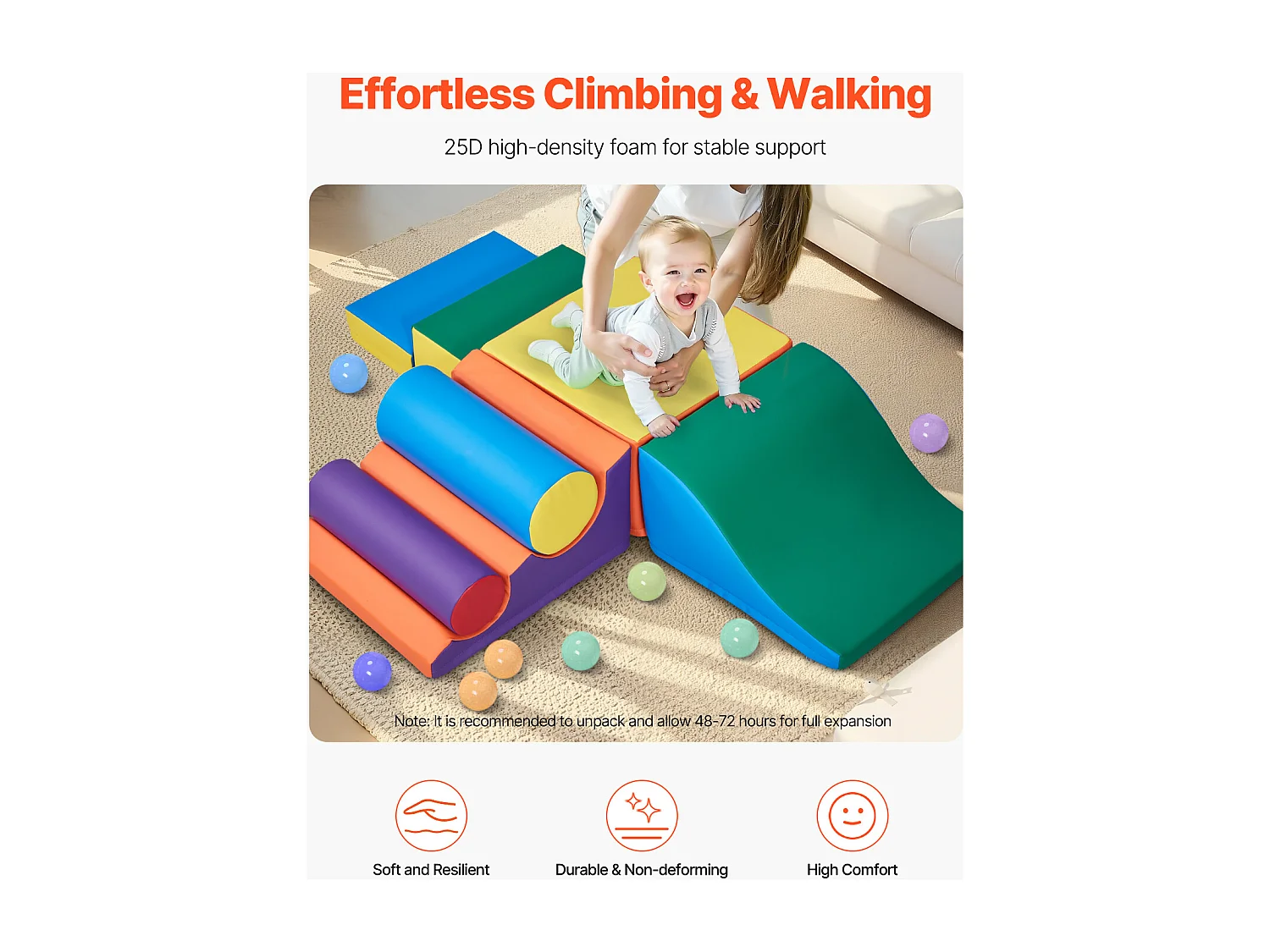 Juguete de Escalada SucceBuy de 7 Piezas de Espuma para Niños Pequeños y Preescolares, Juego de Actividades para Interiores