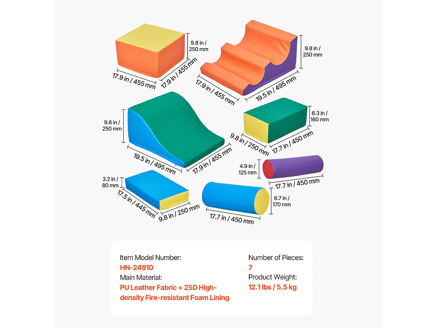 Juguete de Escalada SucceBuy de 7 Piezas de Espuma para Niños Pequeños y Preescolares, Juego de Actividades para Interiores