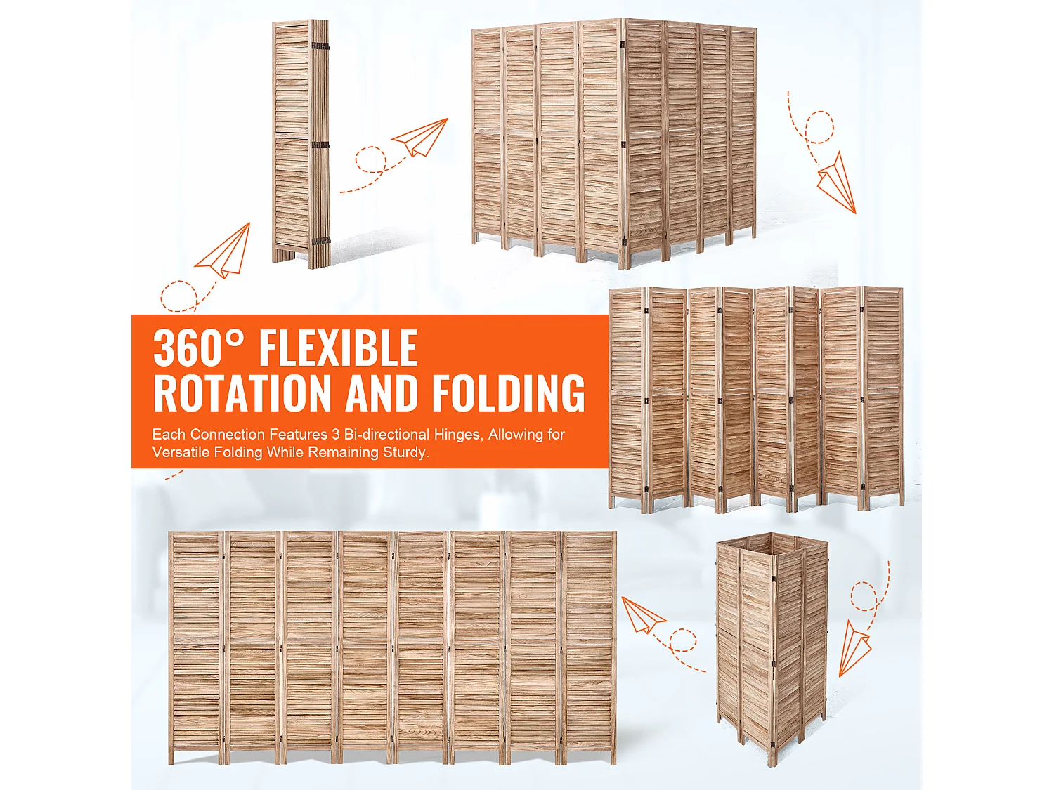 Drewniana Przegroda Pokojowa do Domu  8 Panel SucceBuy, Biura i Sypialni