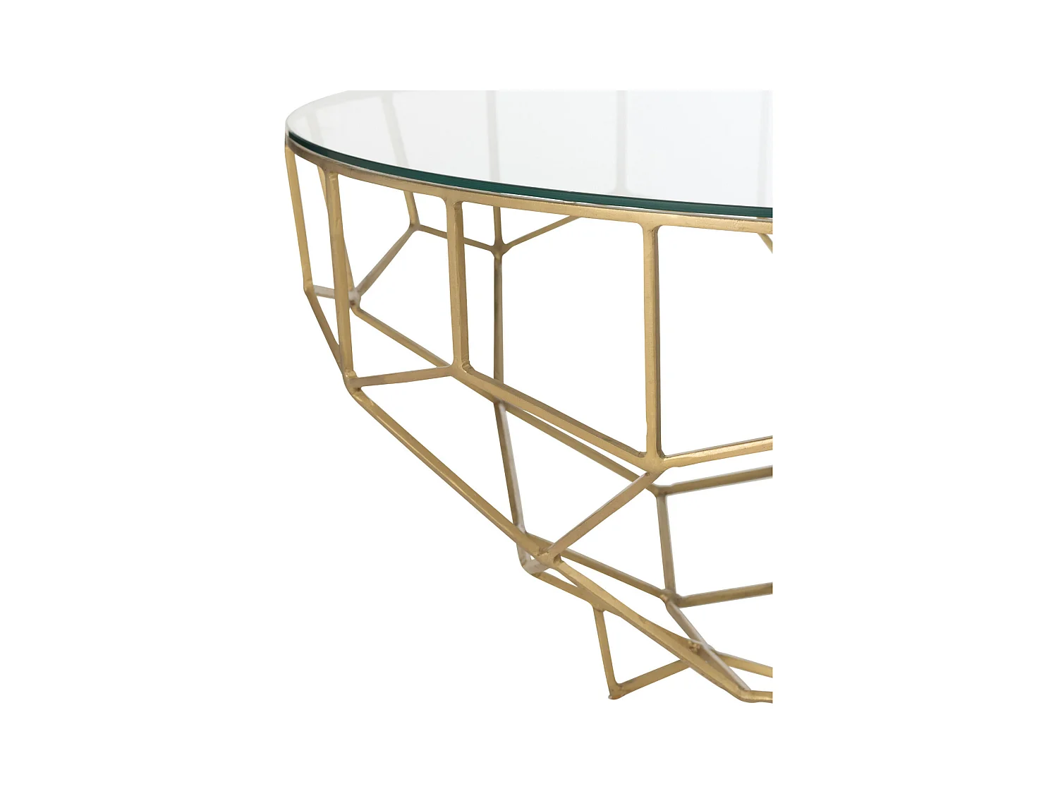 Table basse dorée en métal et verre design contemporain élégant