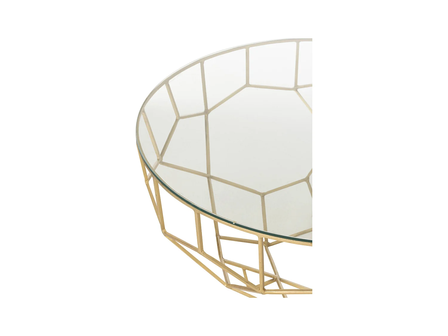 Table basse dorée en métal et verre design contemporain élégant