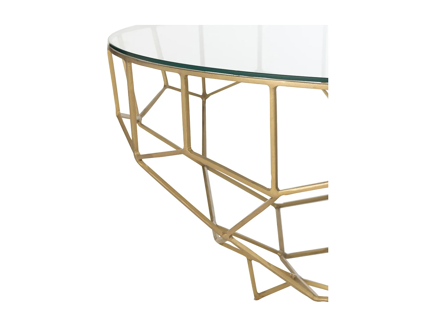 Table basse dorée en métal et verre design contemporain élégant