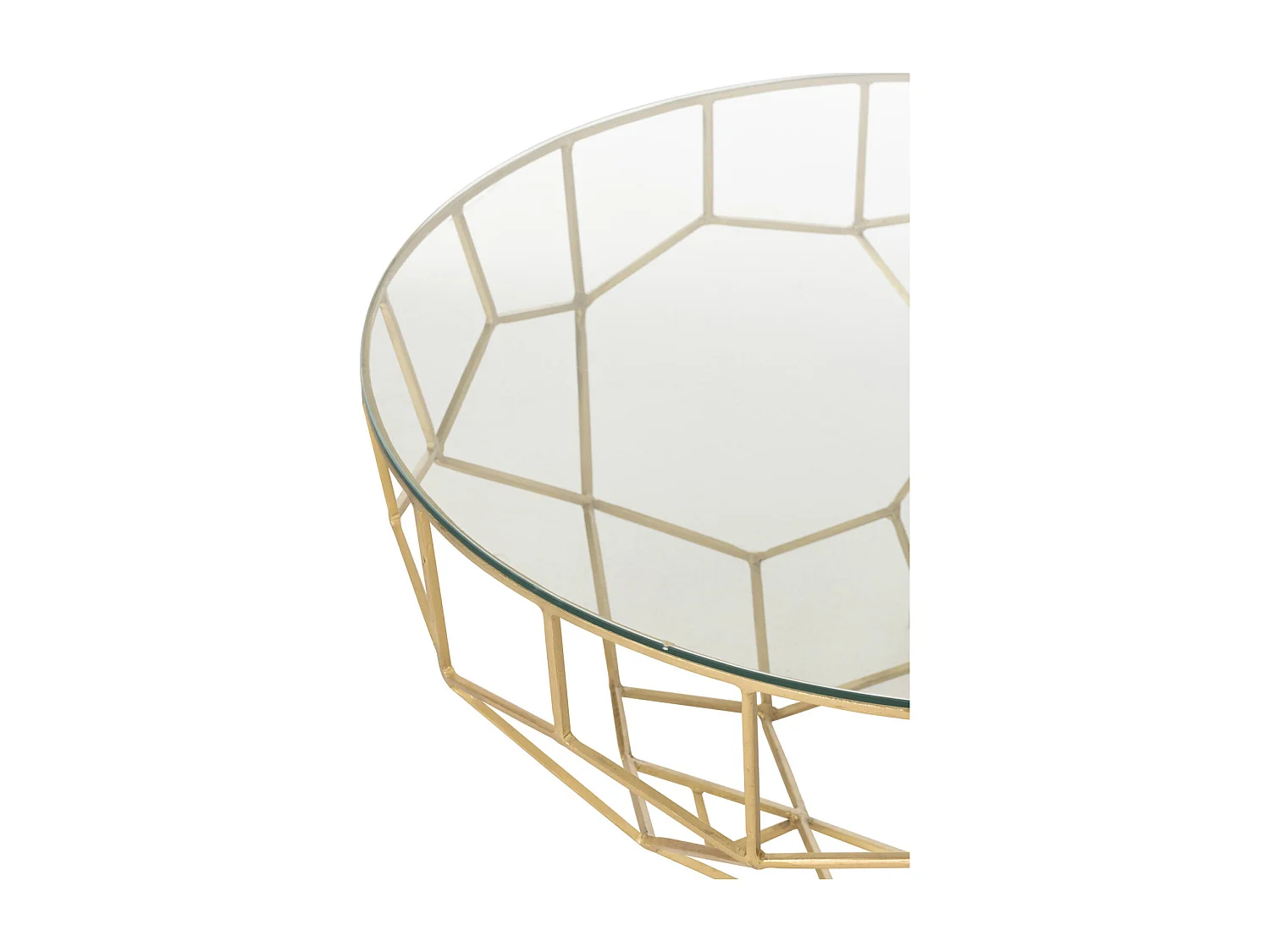 Table basse dorée en métal et verre design contemporain élégant