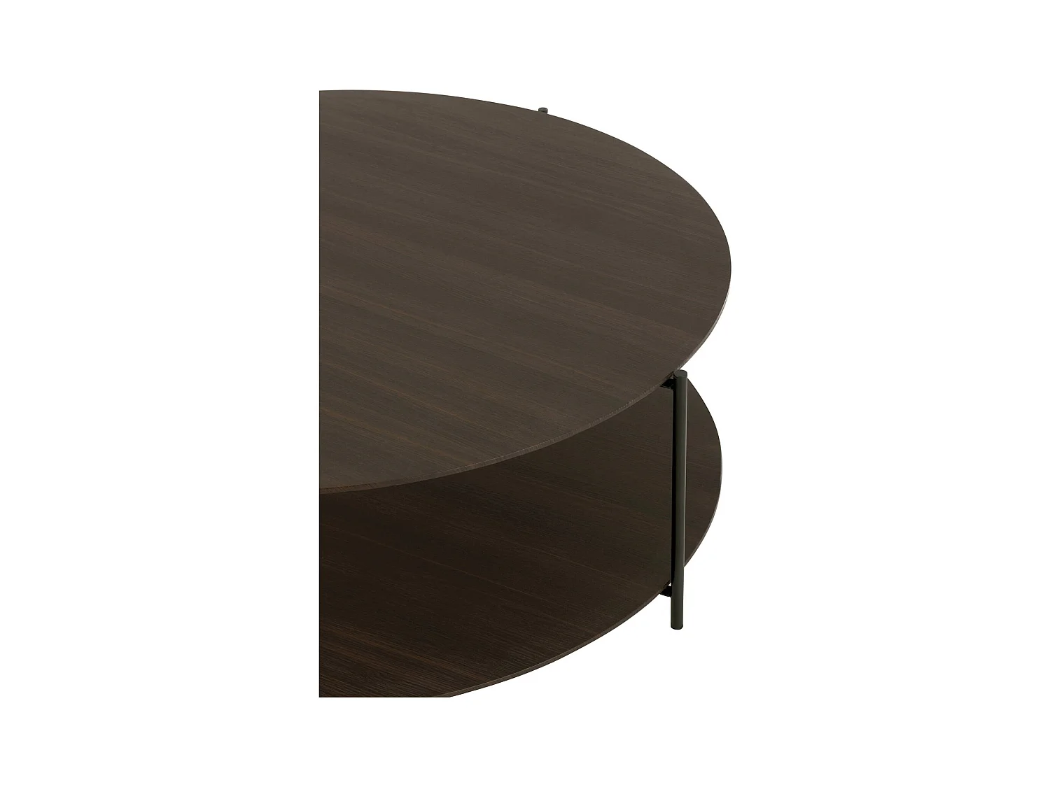 Table basse ronde marron foncé bois et métal design contemporain