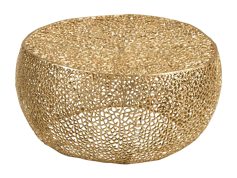 Table basse ronde corail en aluminium doré design élégant