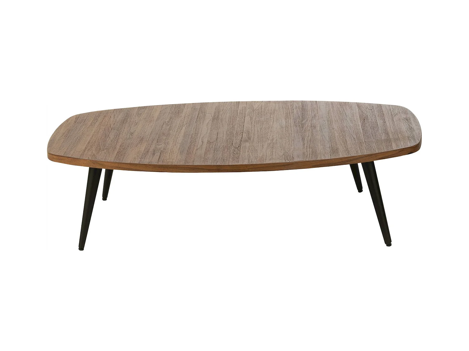 Table basse rectangulaire teck naturel et pieds métal élégant