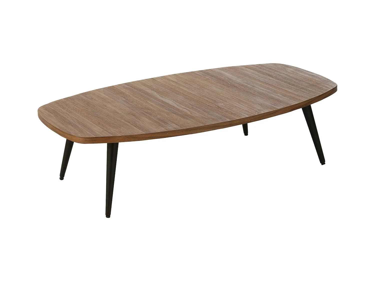 Table basse rectangulaire teck naturel et pieds métal élégant