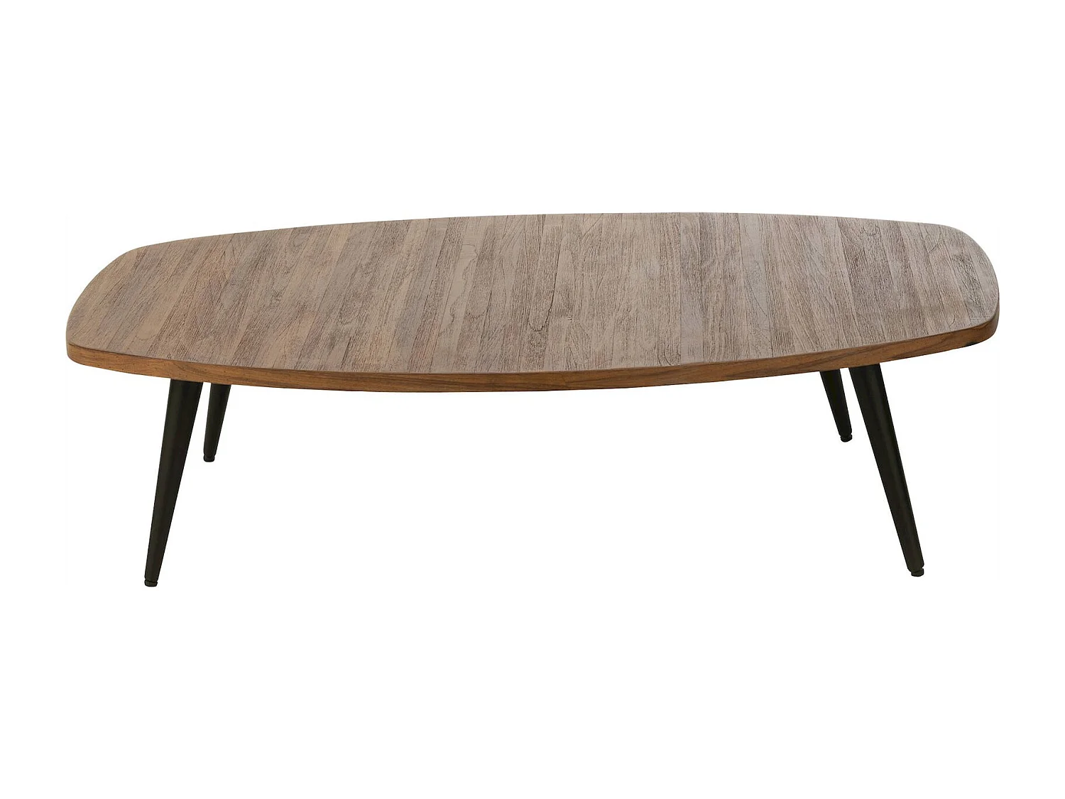 Table basse rectangulaire teck naturel et pieds métal élégant