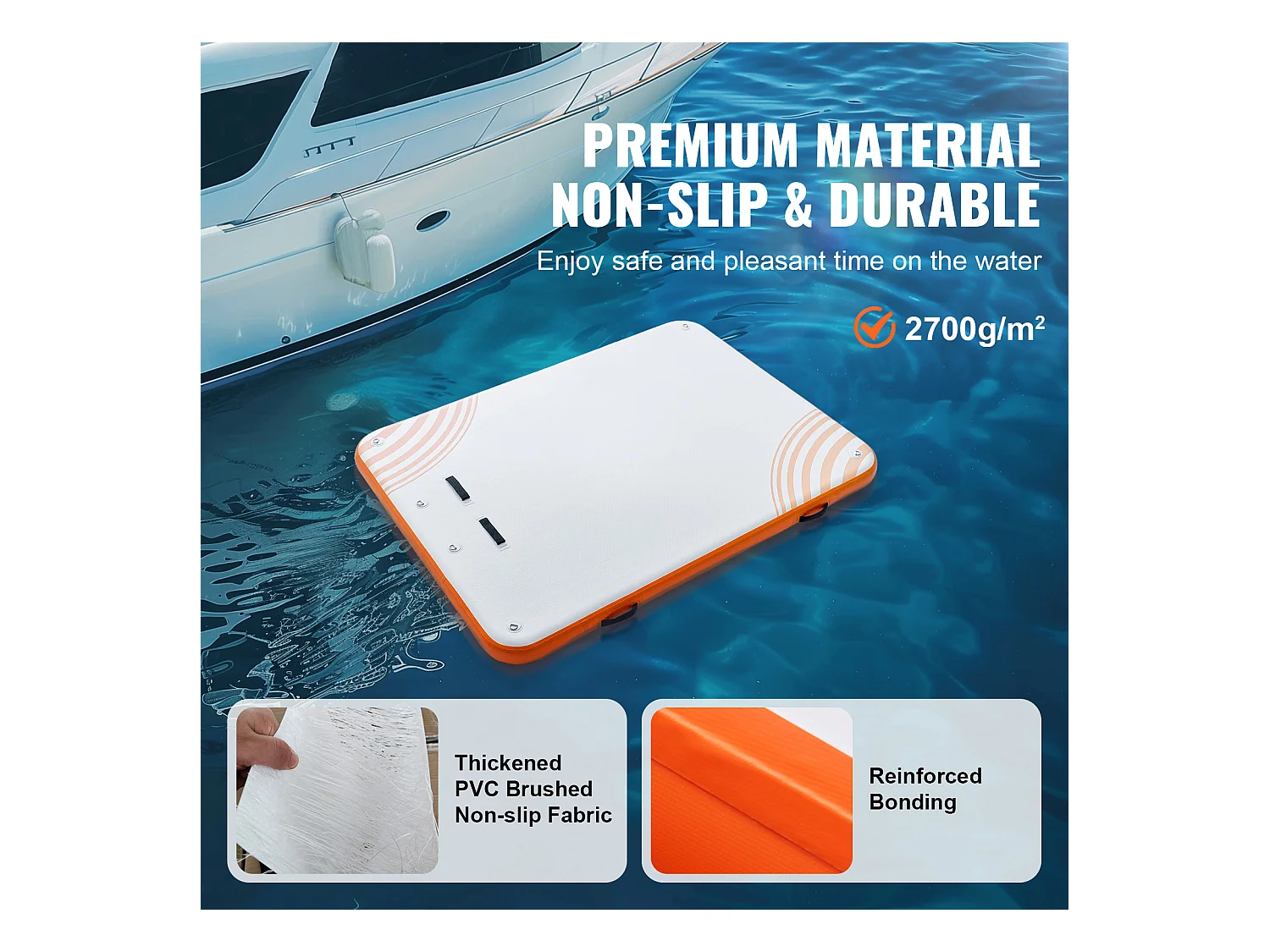 Plateforme Flottante Gonflable, SucceBuy Tapis de Plate-forme Flottant Gonflable 304×243 cm avec Échelle