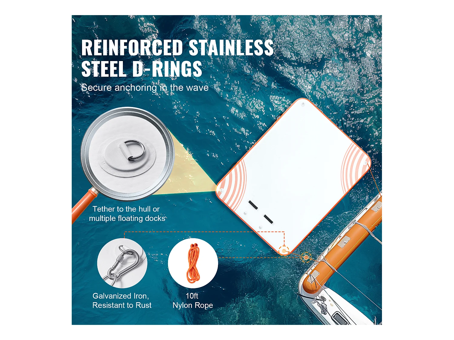 Plateforme Flottante Gonflable, SucceBuy Tapis de Plate-forme Flottant Gonflable 304×243 cm avec Échelle