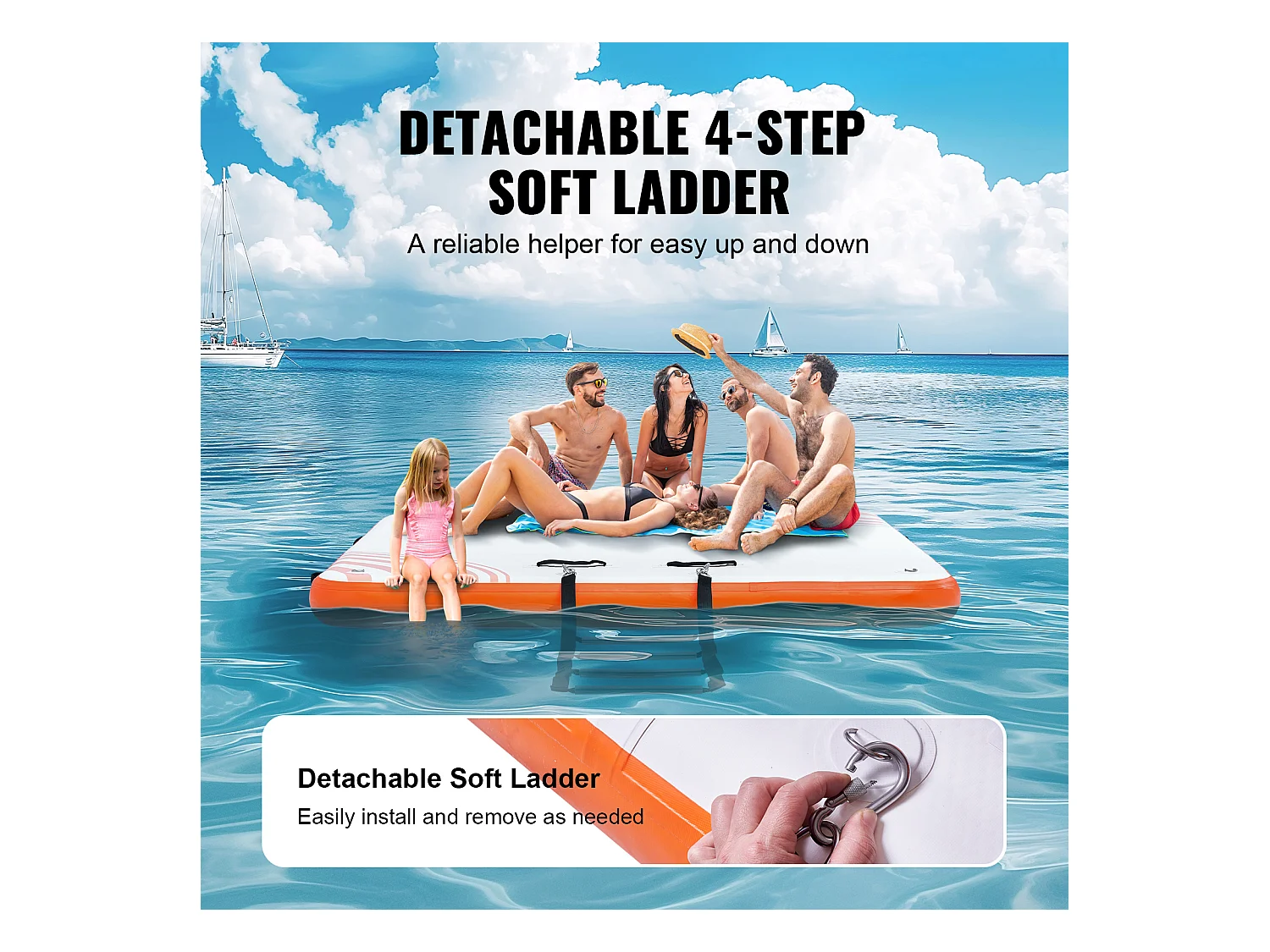 Plateforme Flottante Gonflable, SucceBuy Tapis de Plate-forme Flottant Gonflable 304×243 cm avec Échelle