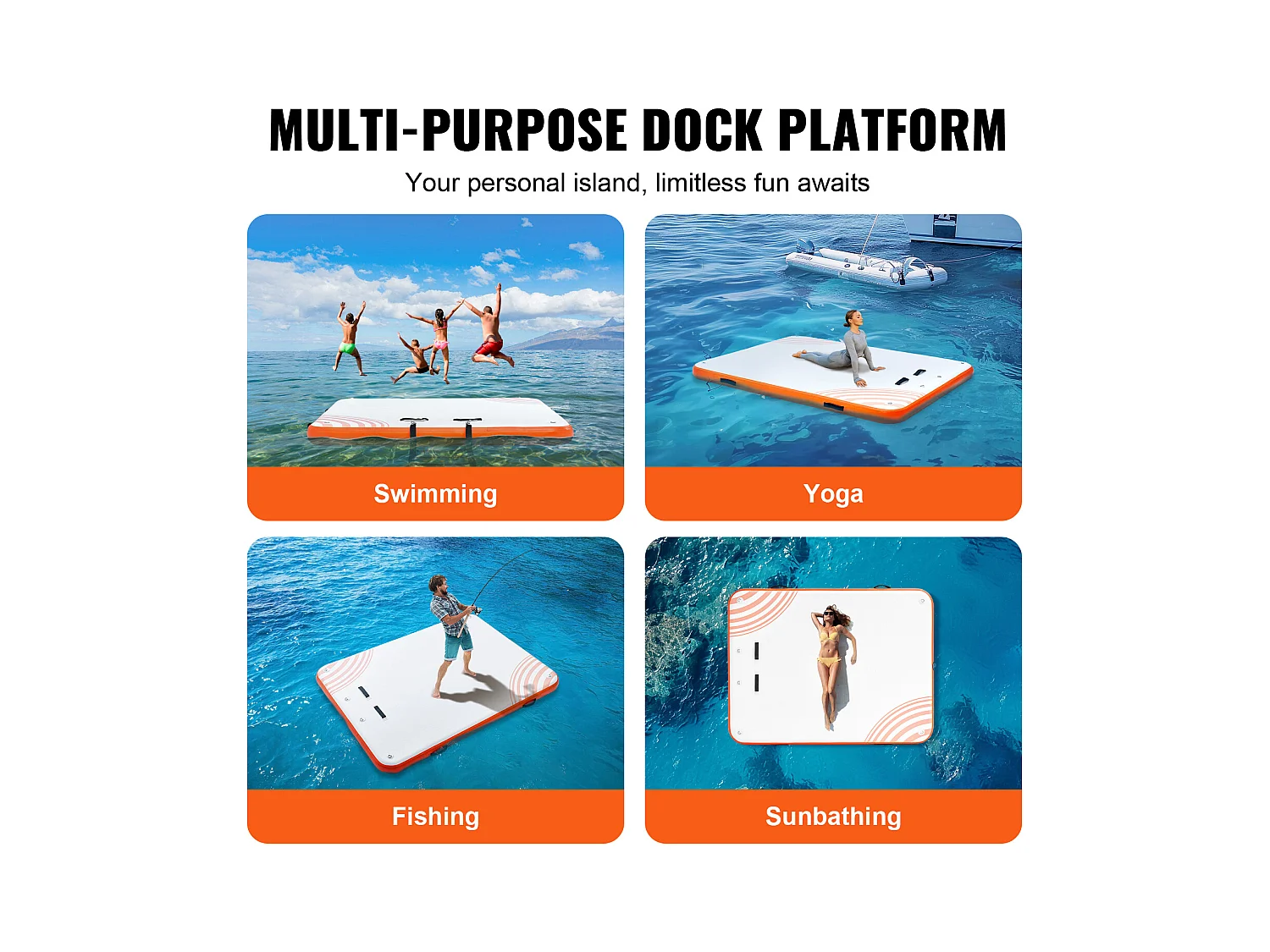 Plateforme Flottante Gonflable, SucceBuy Tapis de Plate-forme Flottant Gonflable 304×243 cm avec Échelle