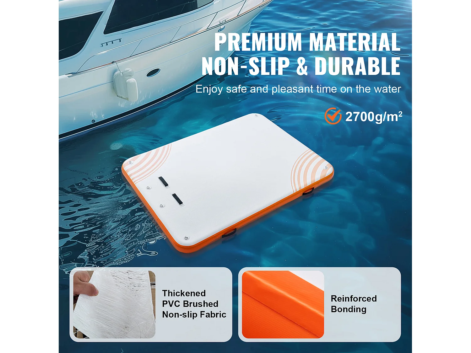 Plateforme Flottante Gonflable, SucceBuy Tapis de Plate-forme Flottant Gonflable 304×243 cm avec Échelle