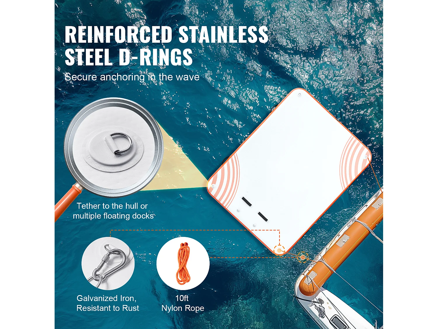 Plateforme Flottante Gonflable, SucceBuy Tapis de Plate-forme Flottant Gonflable 304×243 cm avec Échelle