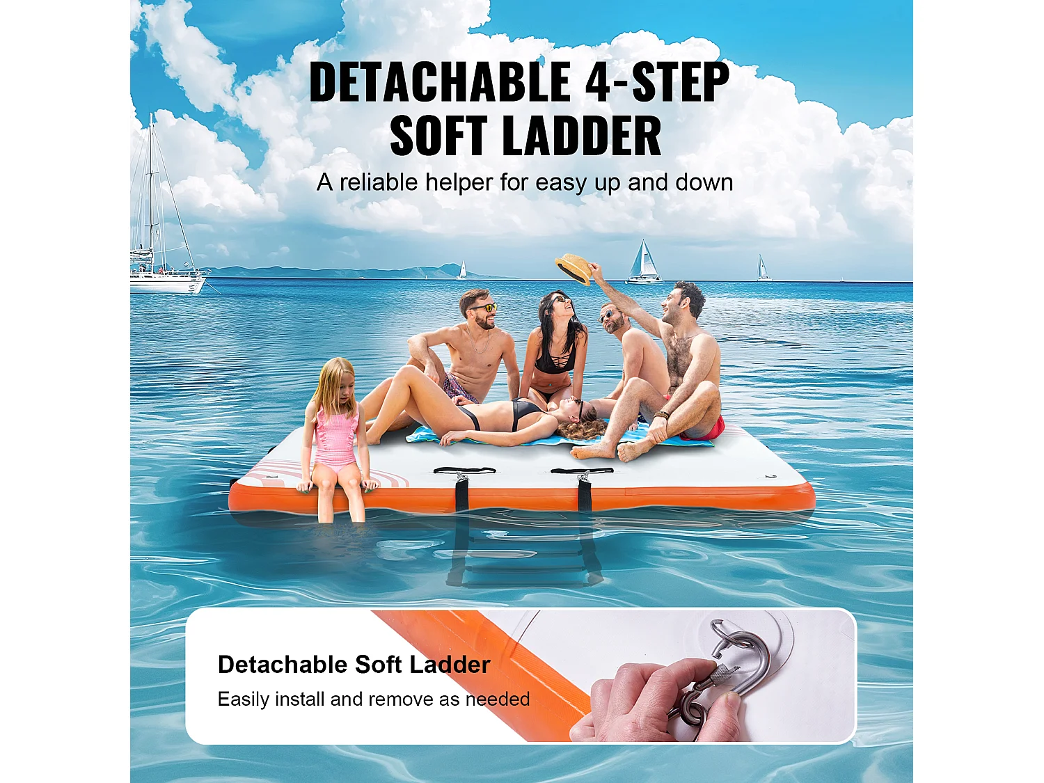 Plateforme Flottante Gonflable, SucceBuy Tapis de Plate-forme Flottant Gonflable 304×243 cm avec Échelle