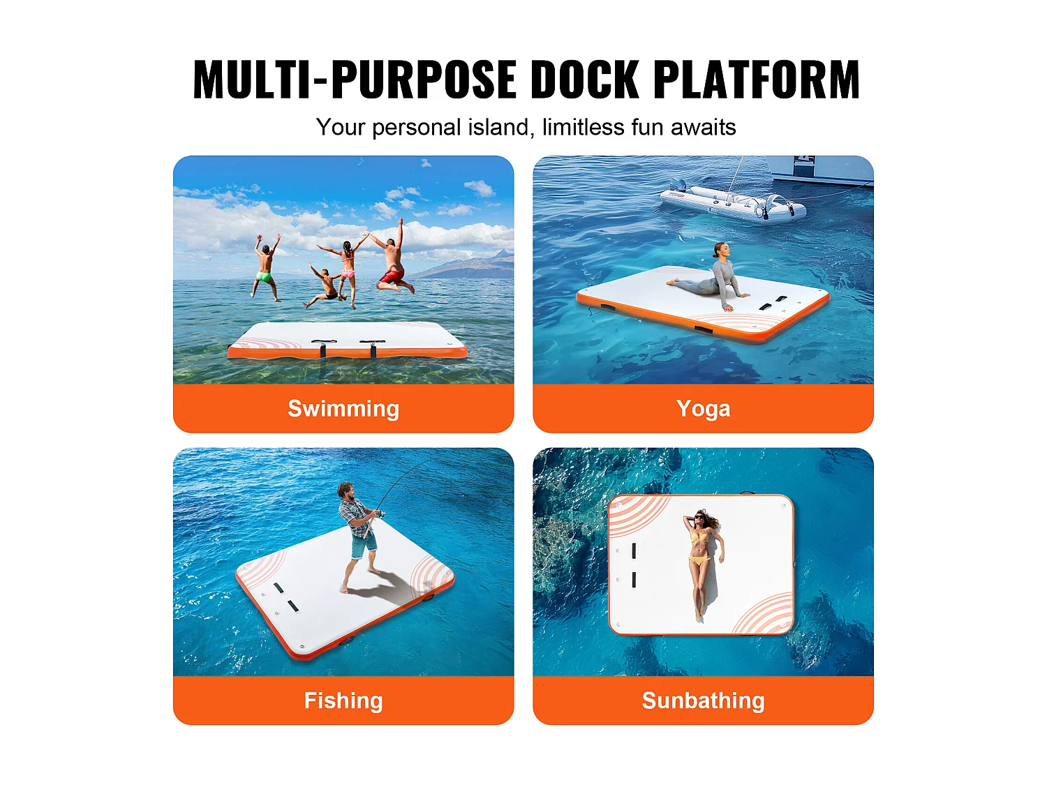 Plateforme Flottante Gonflable, SucceBuy Tapis de Plate-forme Flottant Gonflable 304×243 cm avec Échelle