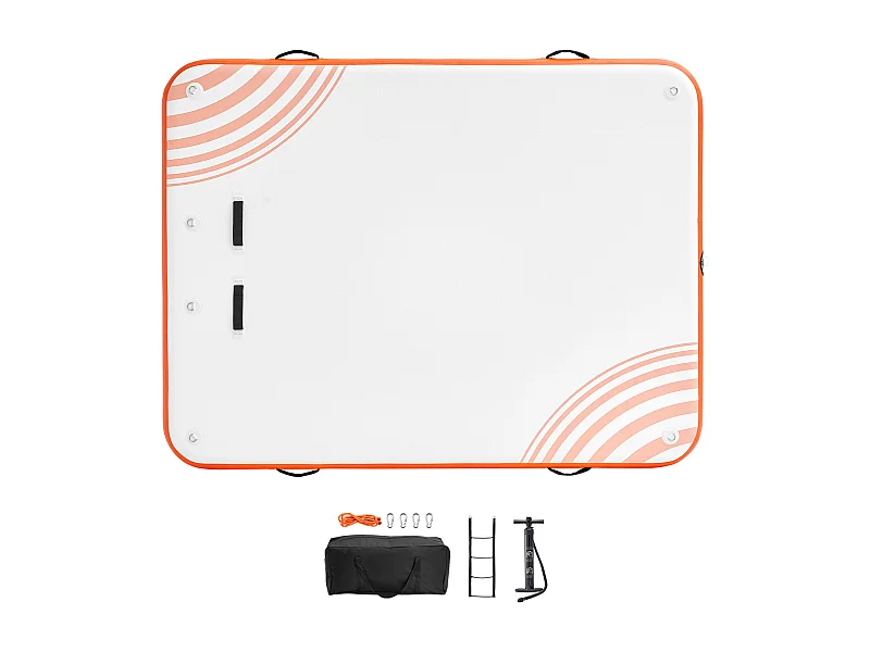 Plateforme Flottante Gonflable, SucceBuy Tapis de Plate-forme Flottant Gonflable 304×243 cm avec Échelle