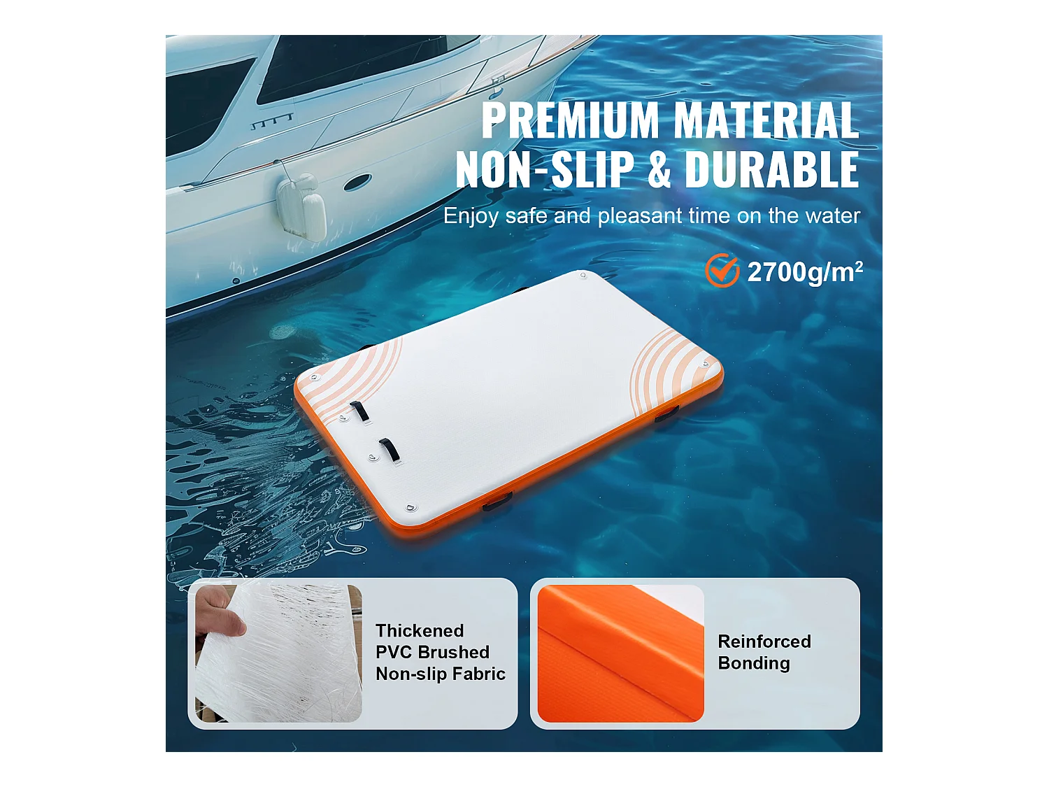 Plateforme Flottante Gonflable, SucceBuy Quai Flottant Gonflable 243×152 cm, Tapis de Plate-forme avec Échelle