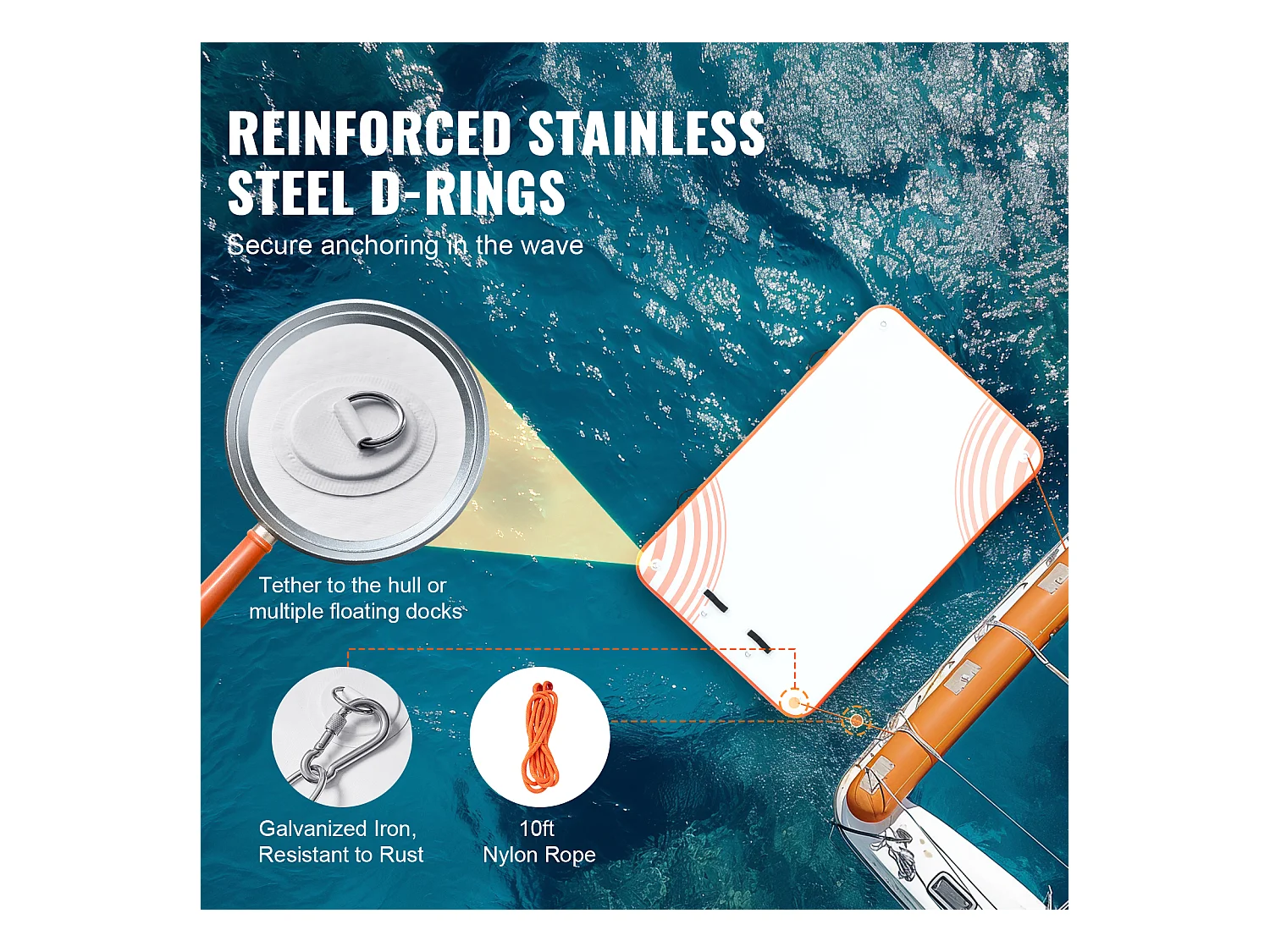 Plateforme Flottante Gonflable, SucceBuy Quai Flottant Gonflable 243×152 cm, Tapis de Plate-forme avec Échelle