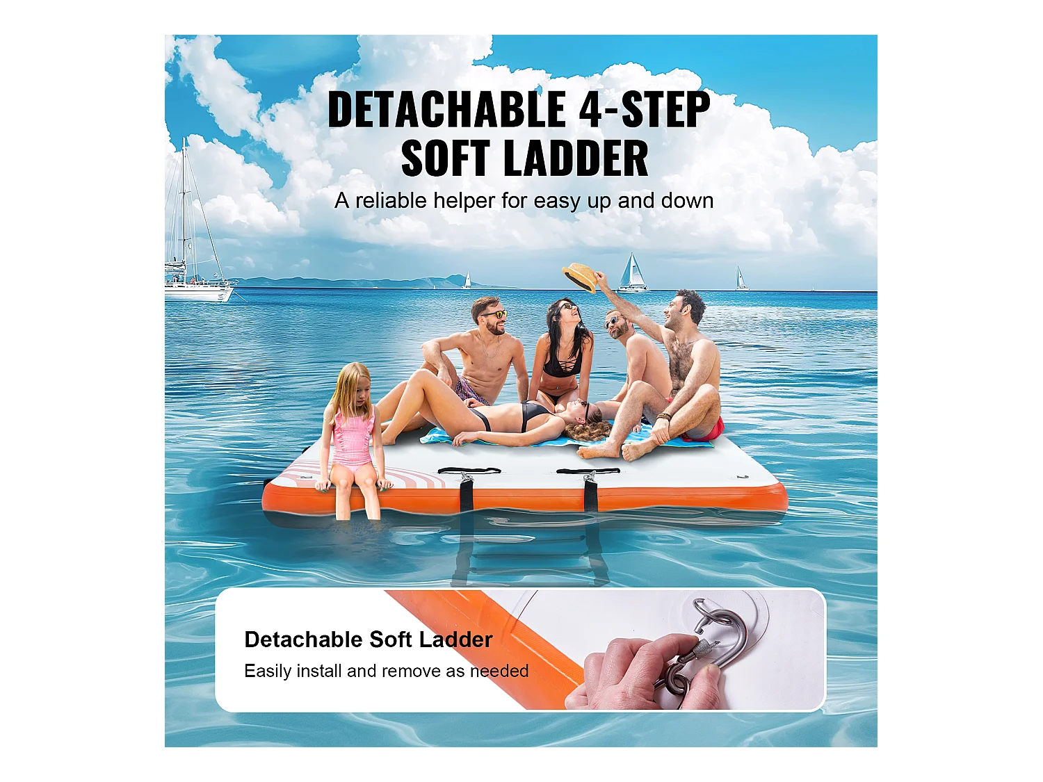 Plateforme Flottante Gonflable, SucceBuy Quai Flottant Gonflable 243×152 cm, Tapis de Plate-forme avec Échelle