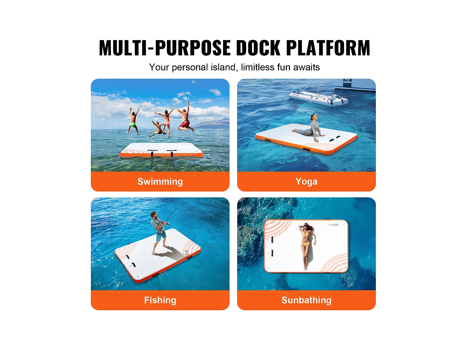 Plateforme Flottante Gonflable, SucceBuy Quai Flottant Gonflable 243×152 cm, Tapis de Plate-forme avec Échelle