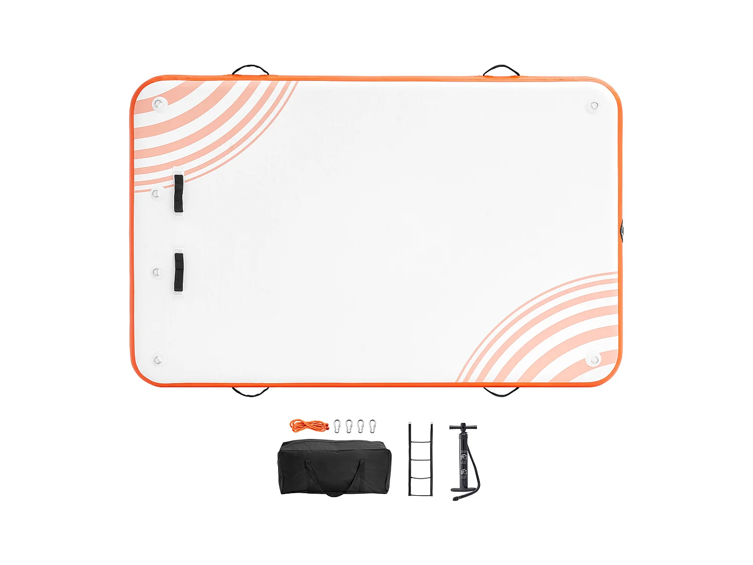 Plataforma Flutuante Insuflável, SucceBuy Doca Flutuante Insuflável 243×152 cm, Tapete de Plataforma com Escada