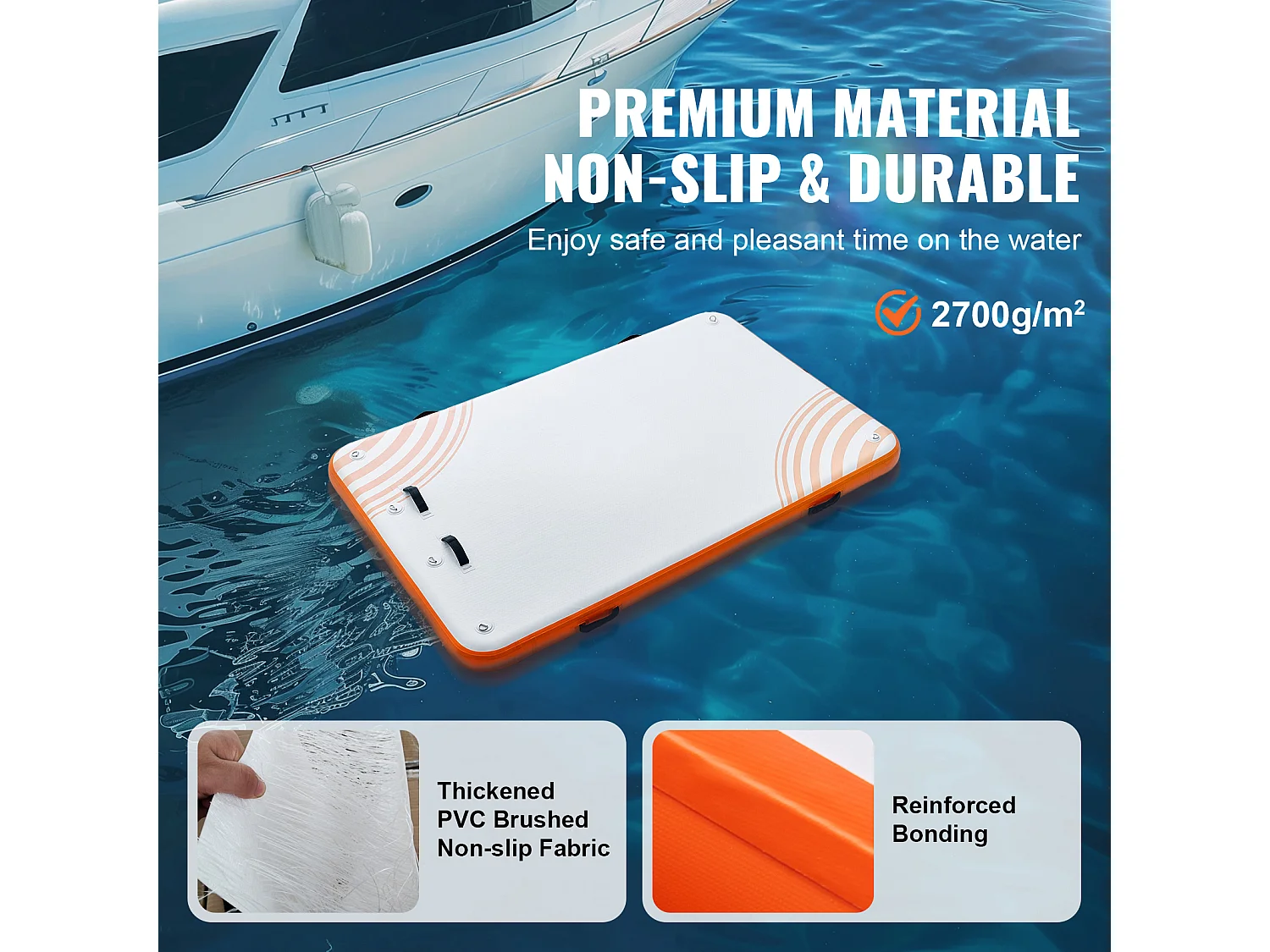 Plateforme Flottante Gonflable, SucceBuy Quai Flottant Gonflable 243×152 cm, Tapis de Plate-forme avec Échelle