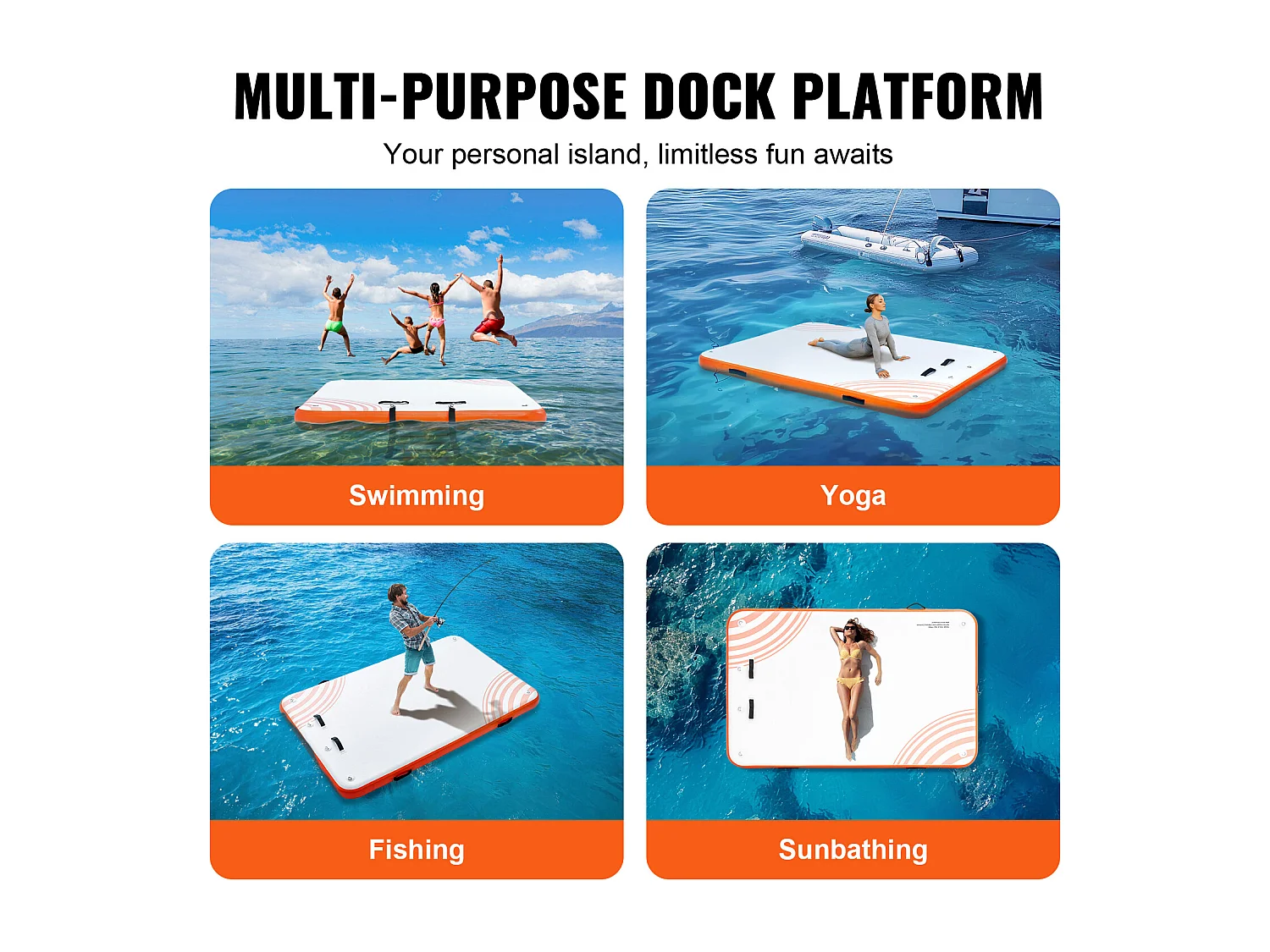 Plateforme Flottante Gonflable, SucceBuy Quai Flottant Gonflable 243×152 cm, Tapis de Plate-forme avec Échelle