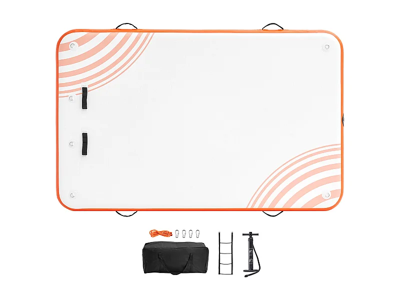Plateforme Flottante Gonflable, SucceBuy Quai Flottant Gonflable 243×152 cm, Tapis de Plate-forme avec Échelle