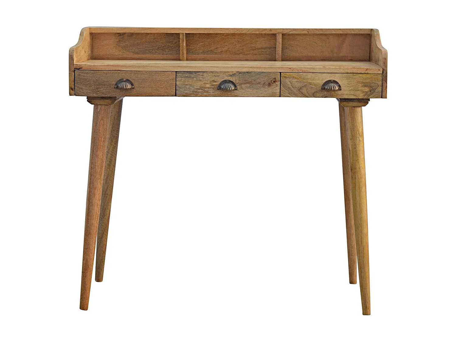 Artisan Furniture Solid Wood Gallery Back Shell Writing Desk, 3 Drawers, Beige