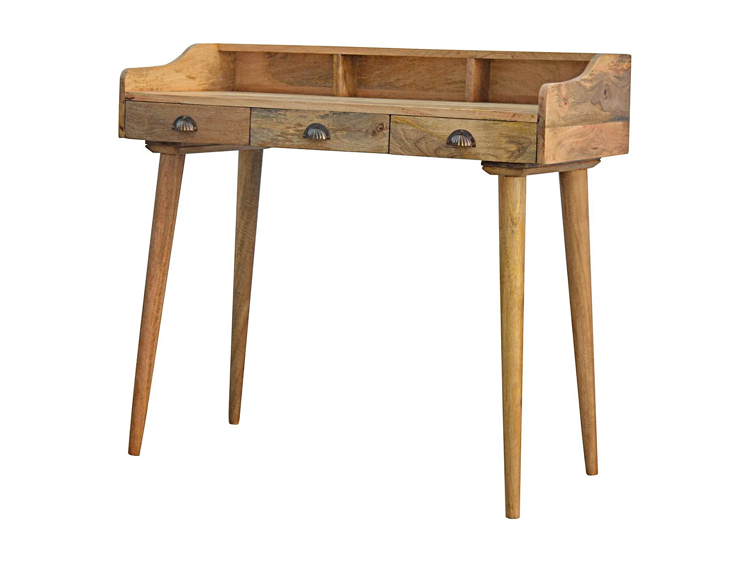 Artisan Furniture Solid Wood Gallery Back Shell Writing Desk, 3 Drawers, Beige
