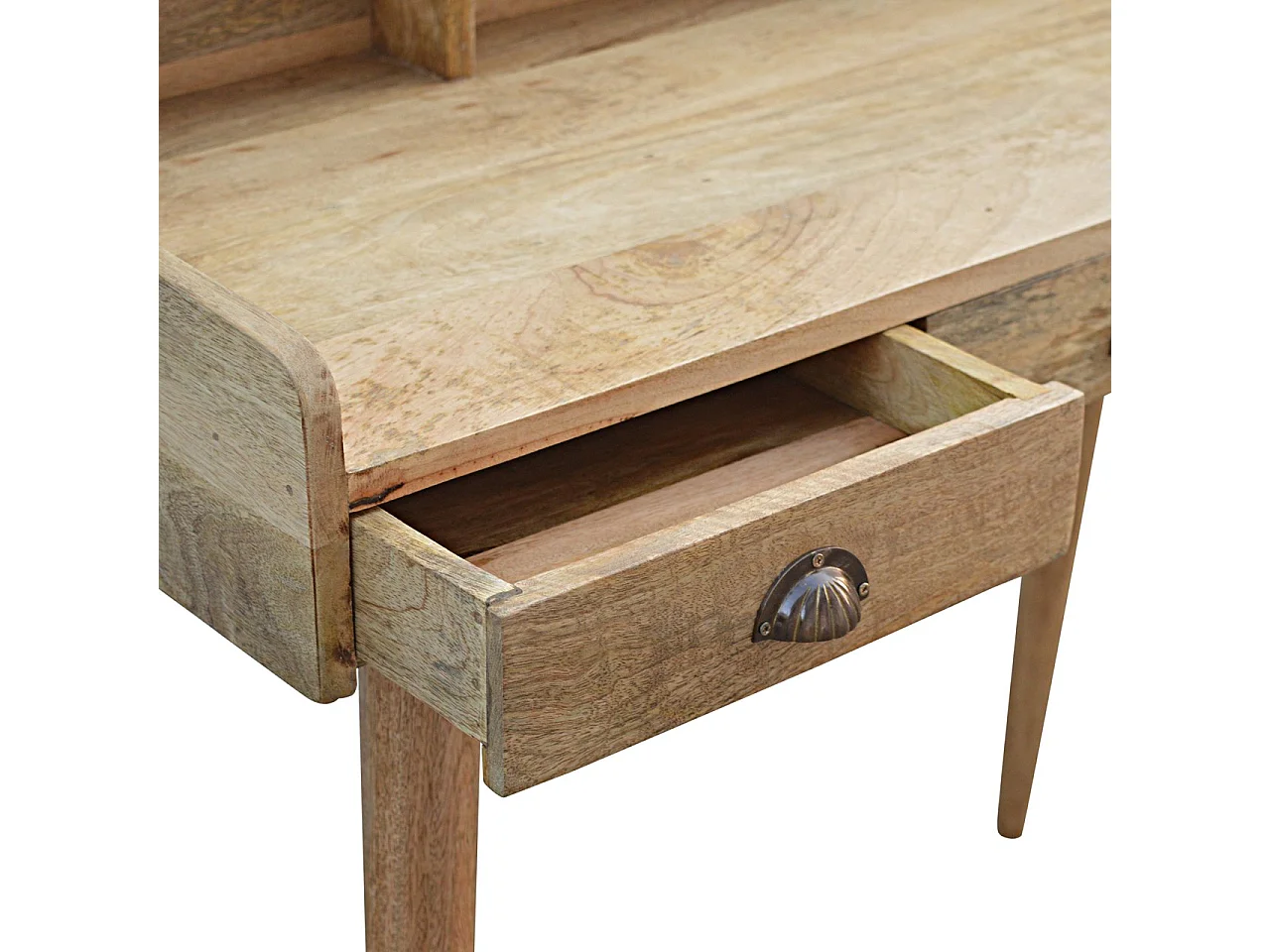 Artisan Furniture Solid Wood Gallery Back Shell Writing Desk, 3 Drawers, Beige
