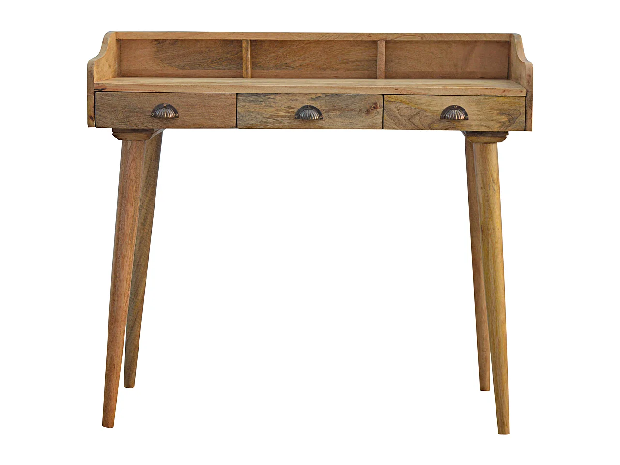 Artisan Furniture Solid Wood Gallery Back Shell Writing Desk, 3 Drawers, Beige
